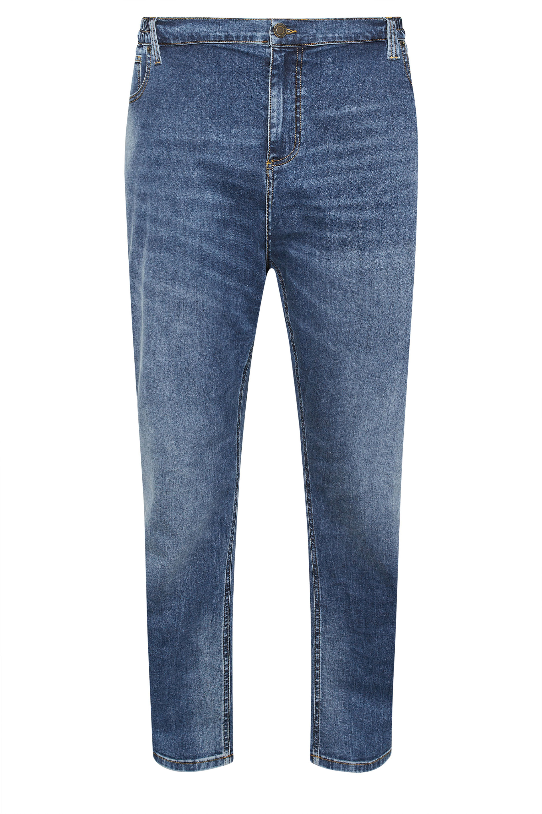 BadRhino Big & Tall Blue Washed Elasticated Waist Stretch Jeans | BadRhino 6
