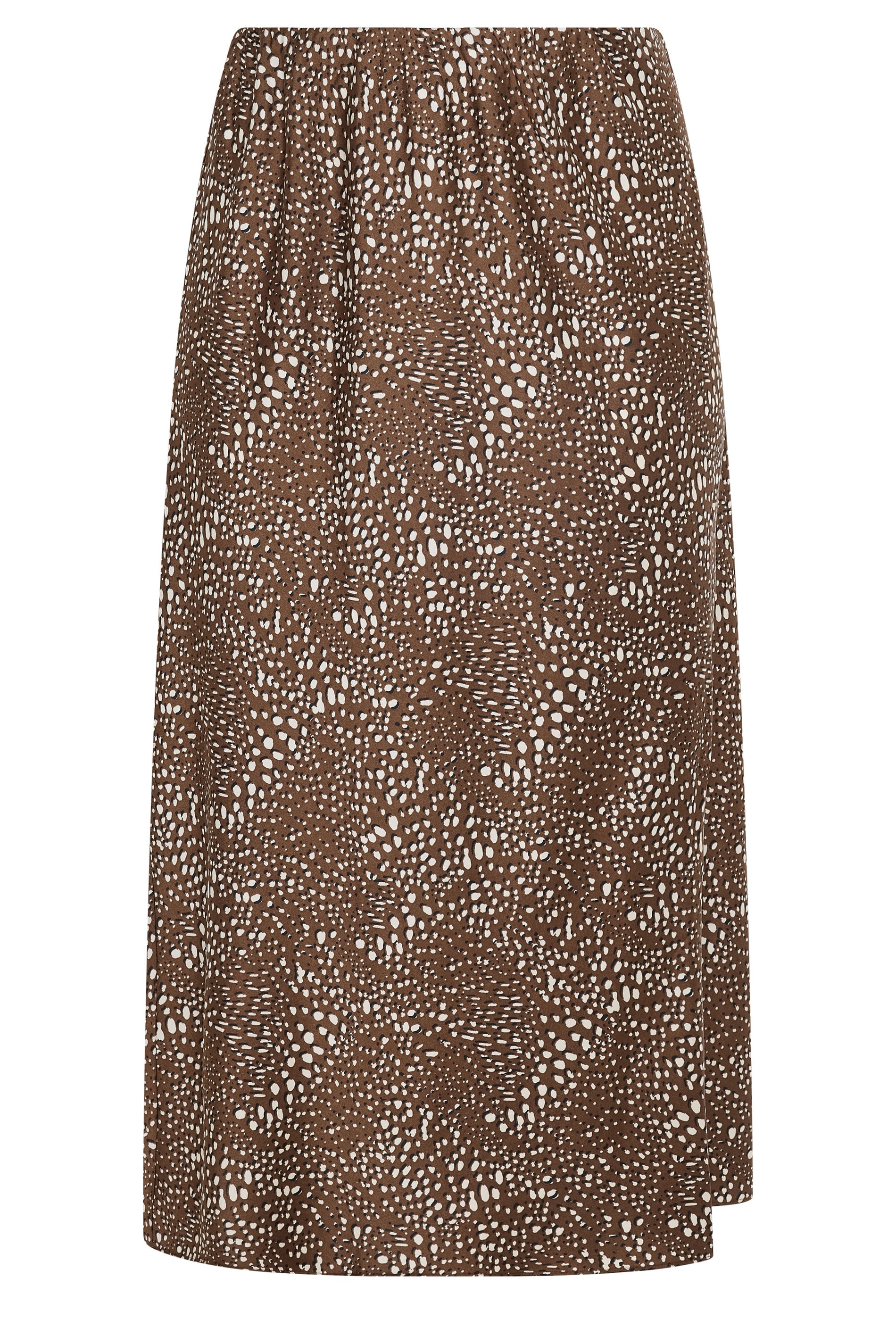 YOURS Plus Size Chocolate Brown Deer Print Satin Skirt | Yours Clothing 5