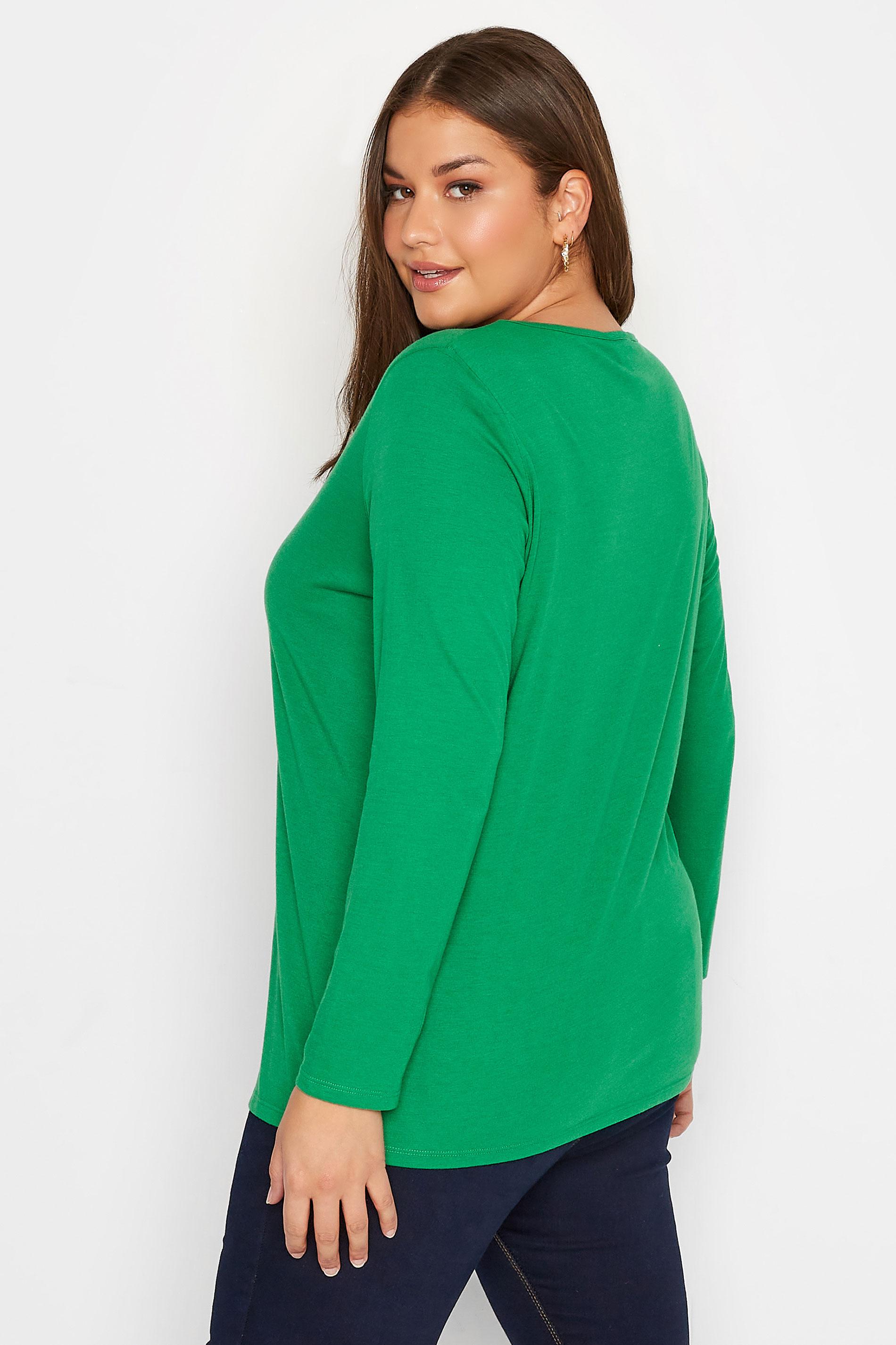 Plus Size Green Long Sleeve T-Shirt | Yours Clothing 3