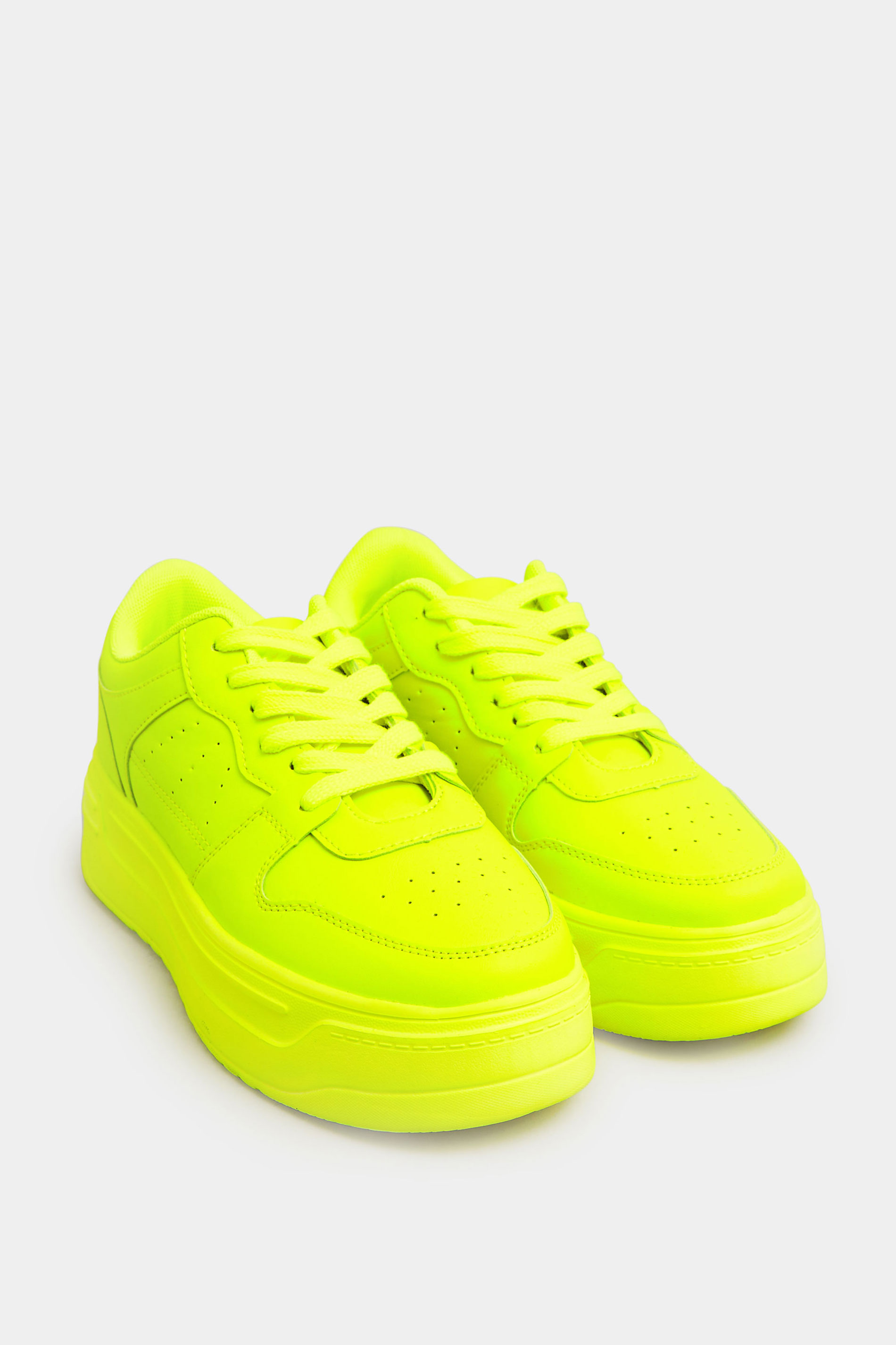 Neon Green Chunky Trainers In Extra Wide EEE Fit | Yours Clothing 2