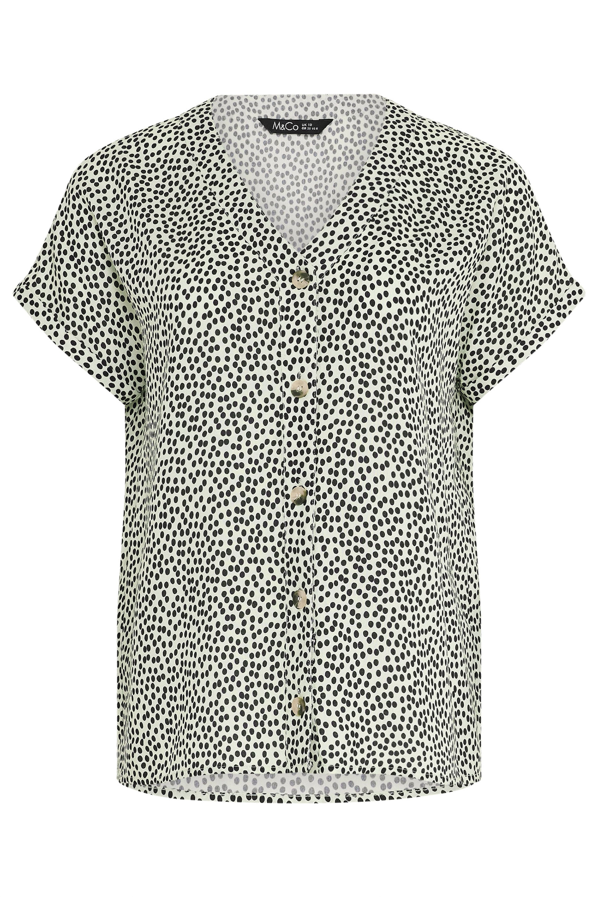 M&Co White & Black Spot Print Blouse | M&Co 5