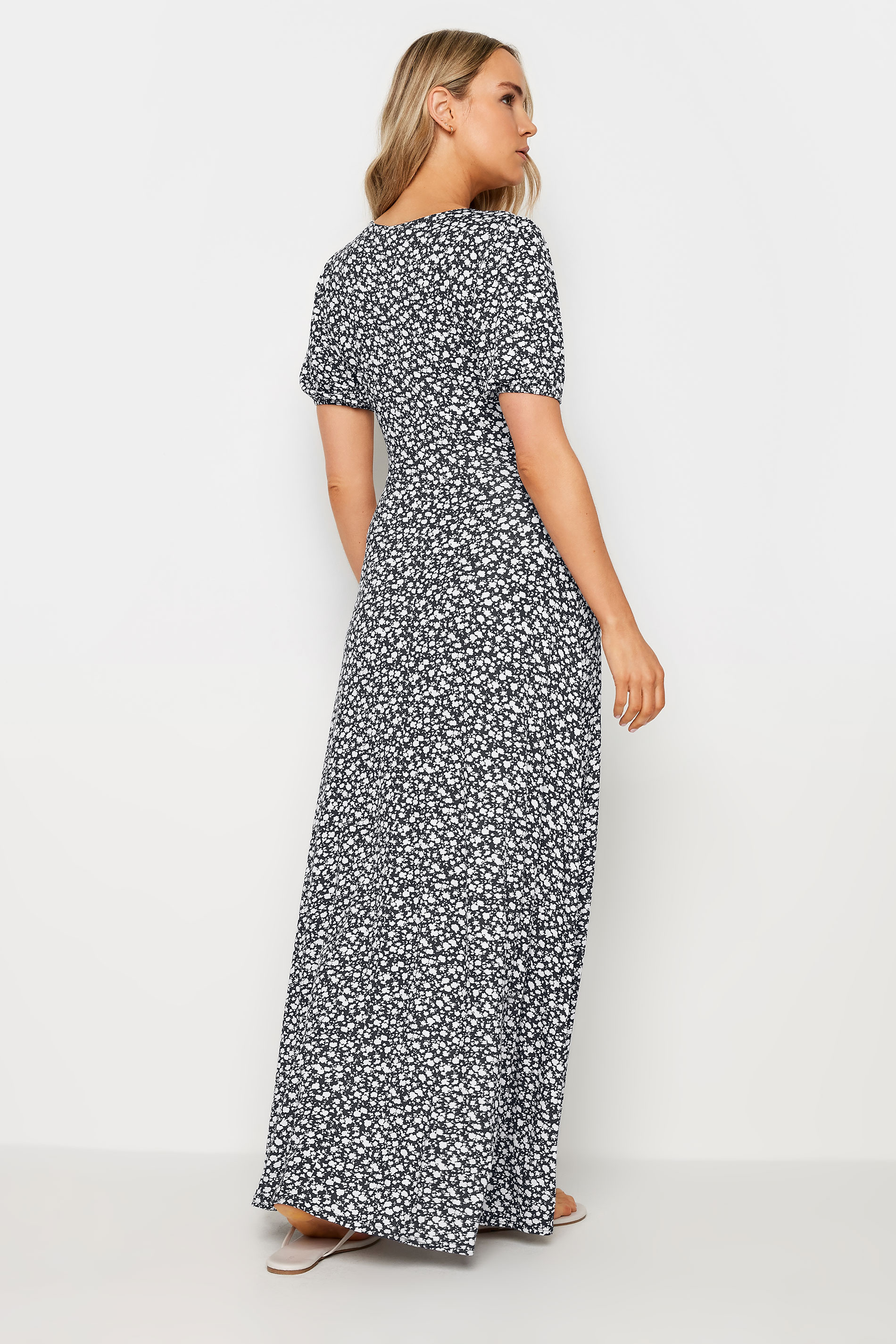 LTS Tall Women's Navy Blue Ditsy Floral Print Maxi Wrap Dress | Long Tall Sally 3