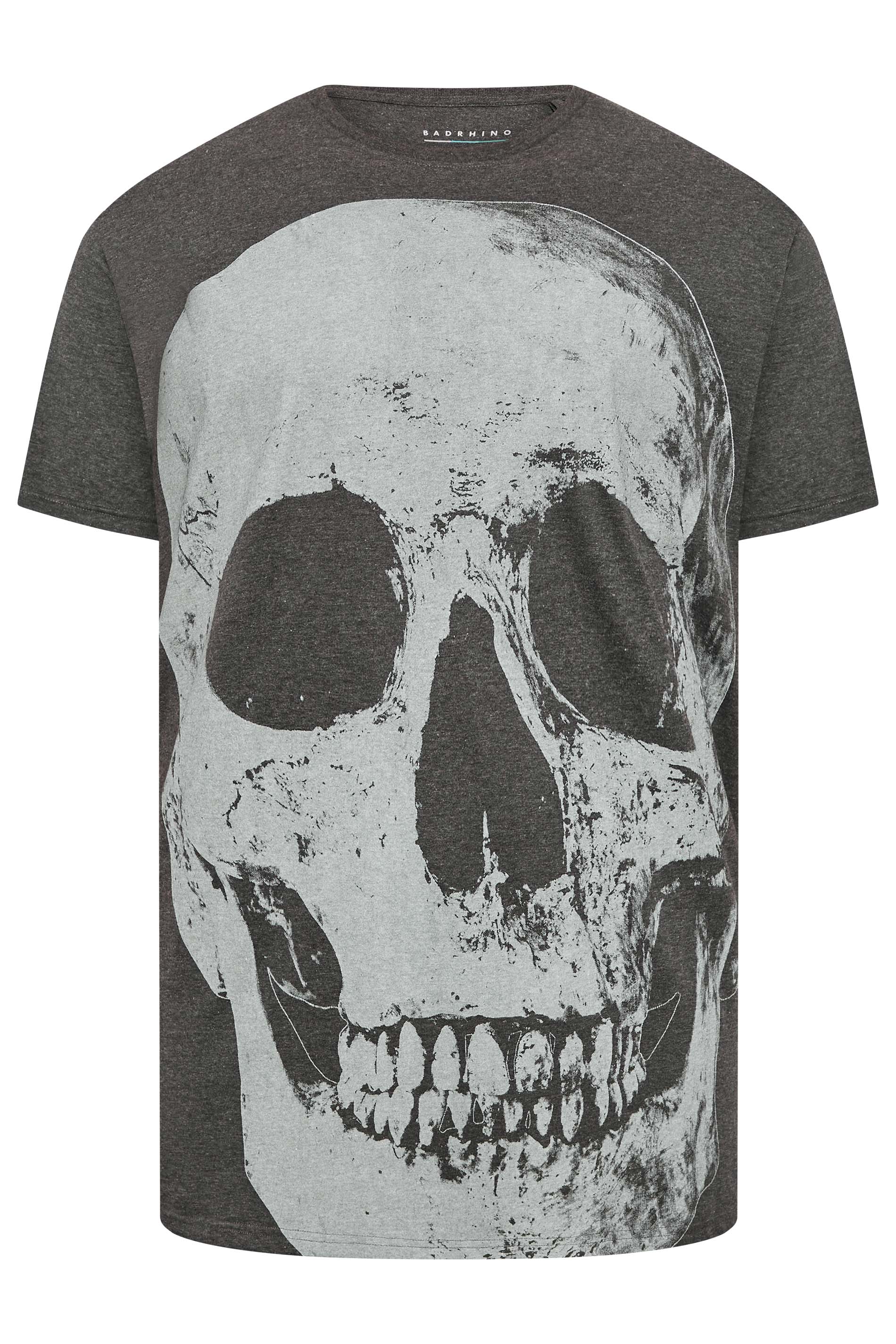 BadRhino Big & Tall Charcoal Grey Skull Print T-Shirt | BadRhino  3