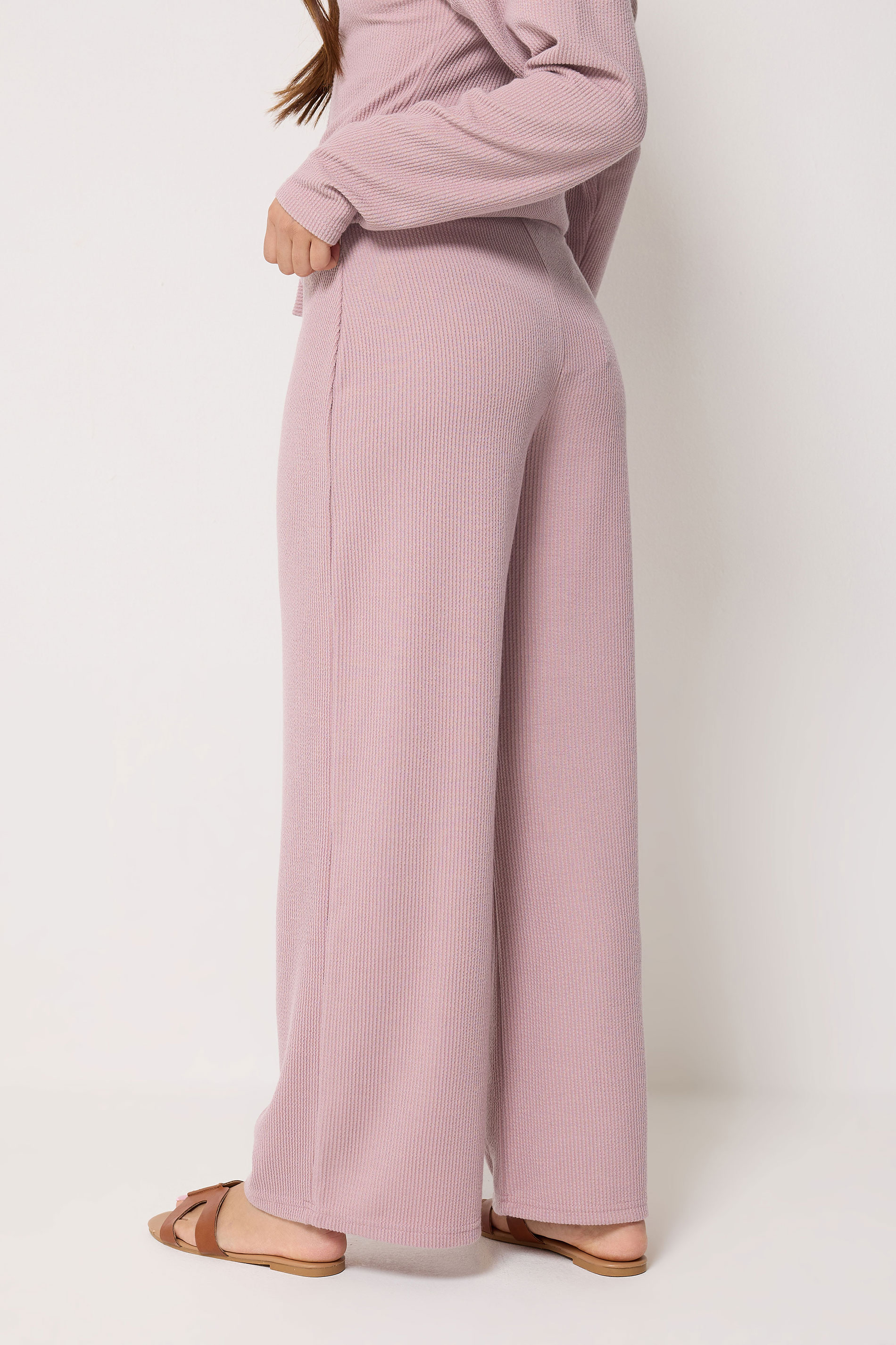 PixieGirl Petite Women's Set Pink Ribbed Top & Trousers | PixieGirl 6