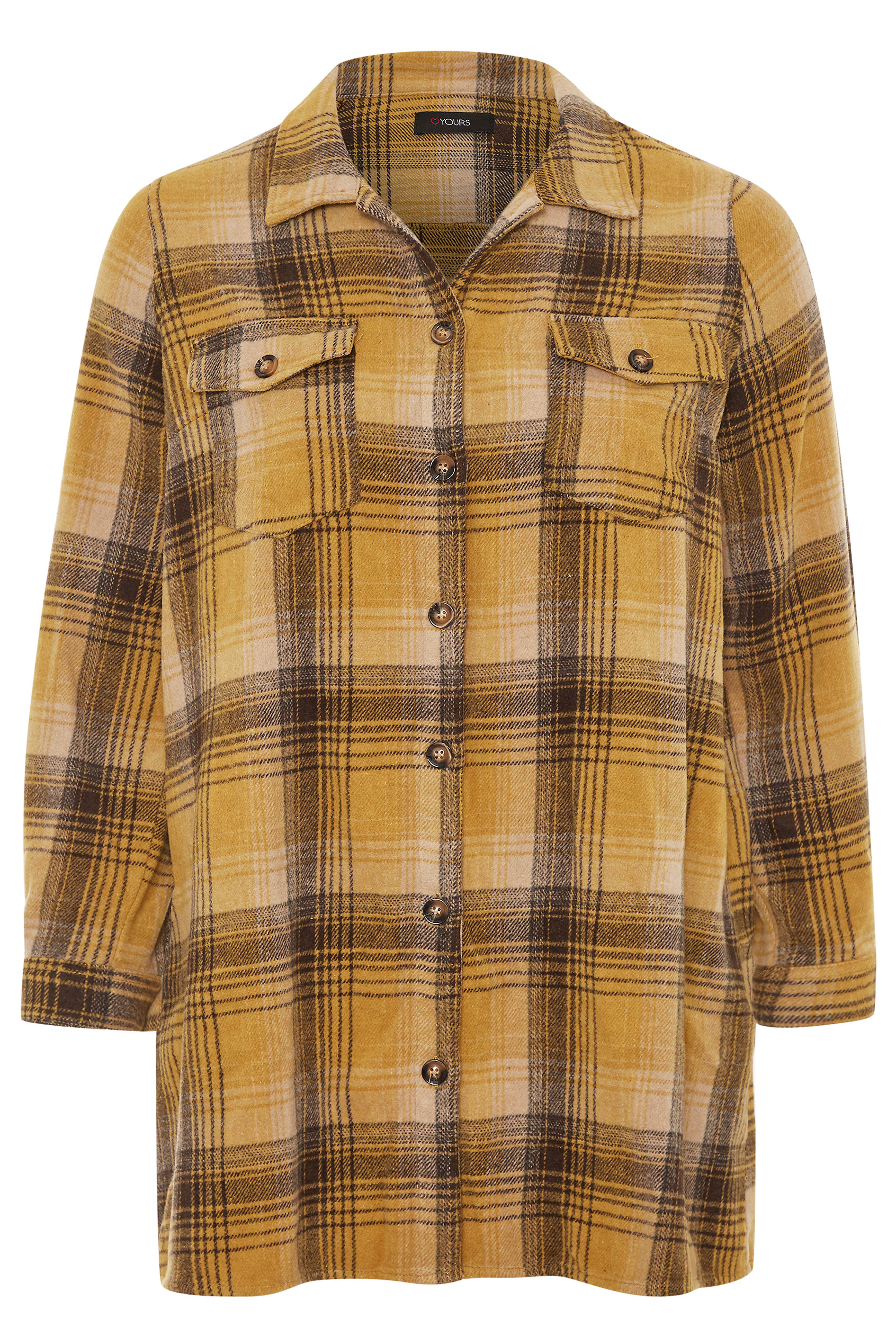 LIMITED COLLECTION Mustard Yellow Check Shacket | Yours Clothing