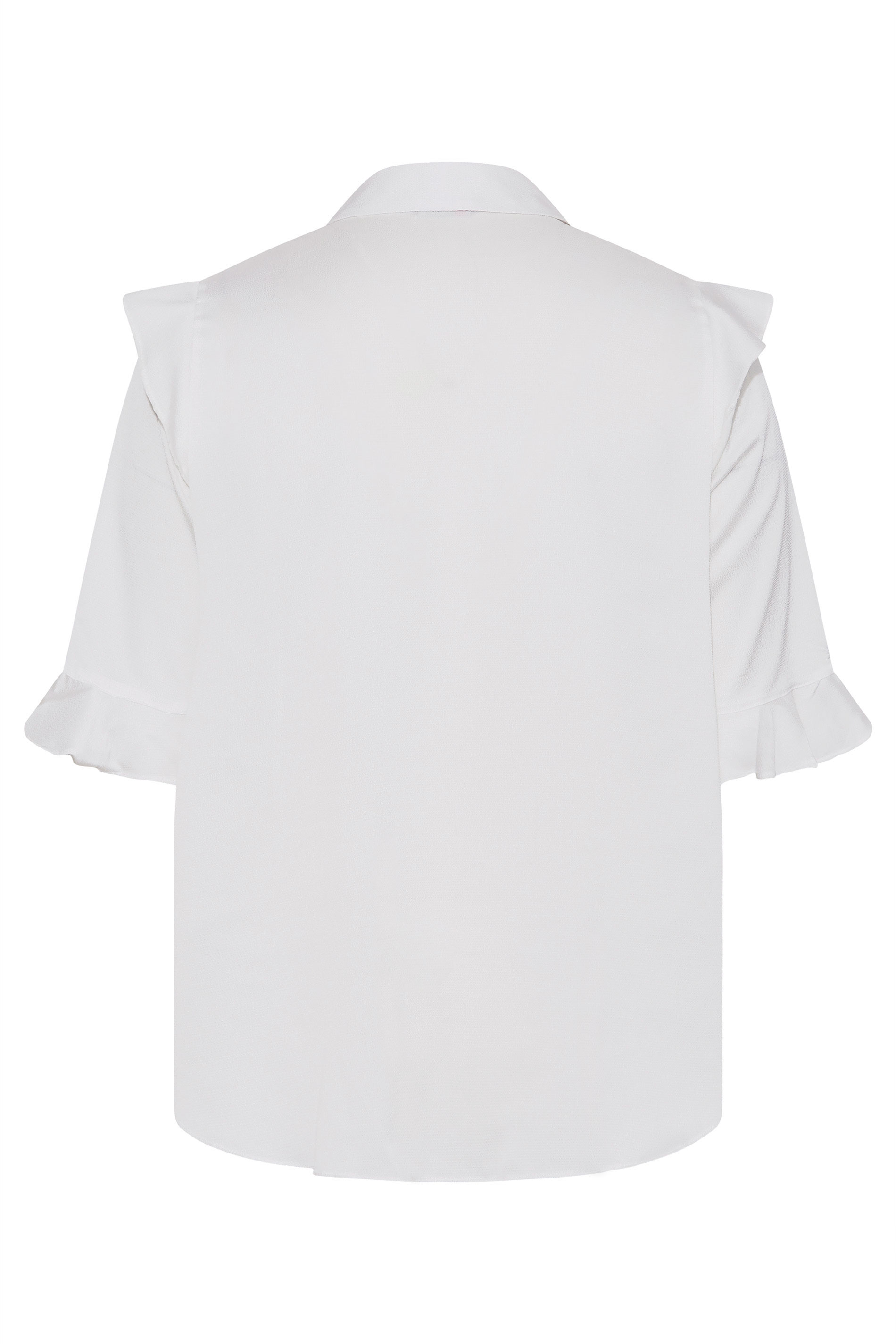 White Frill Sleeve Satin Blouse 