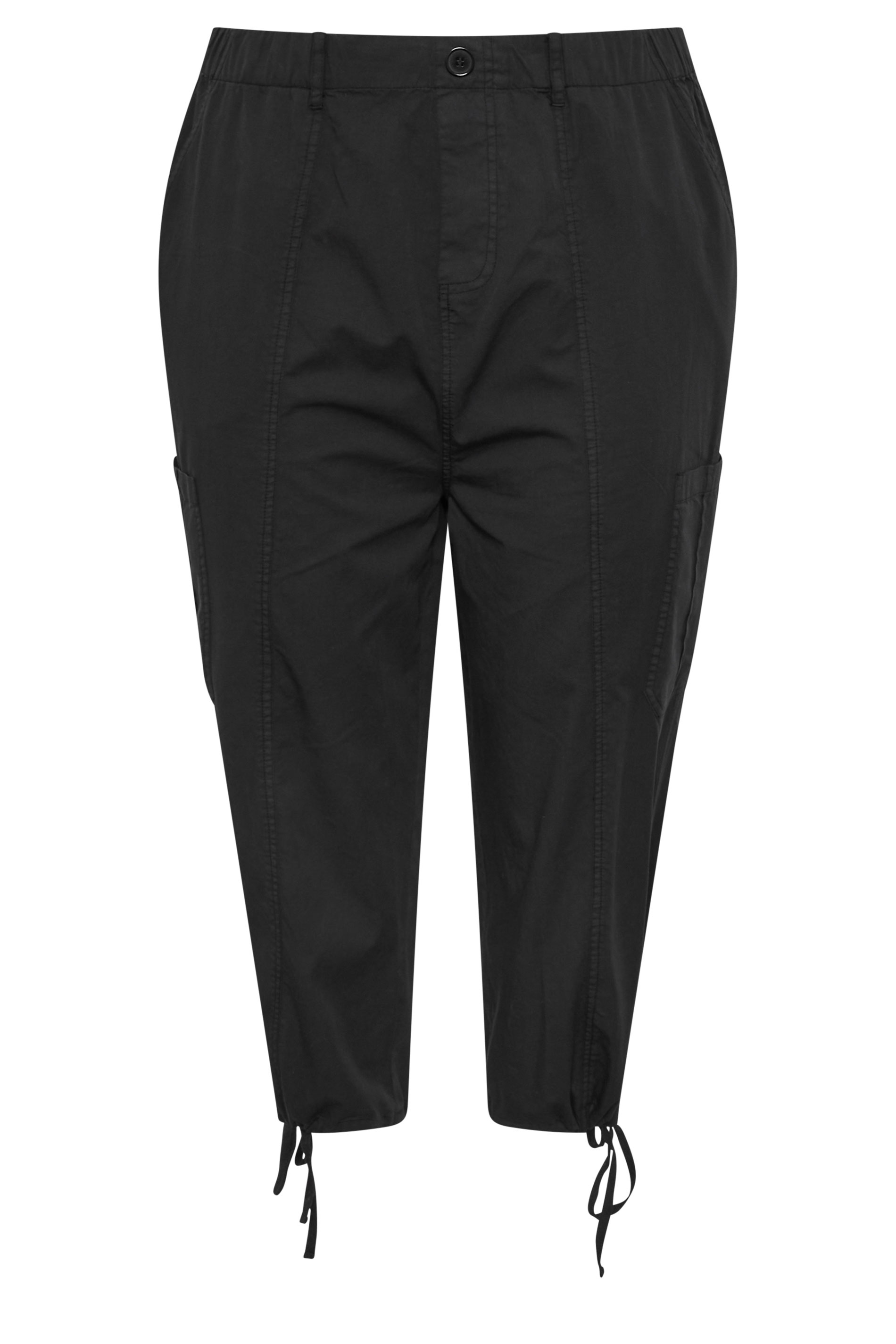 YOURS Plus Size Black Crop Cargo Trousers | Yours Clothing 5