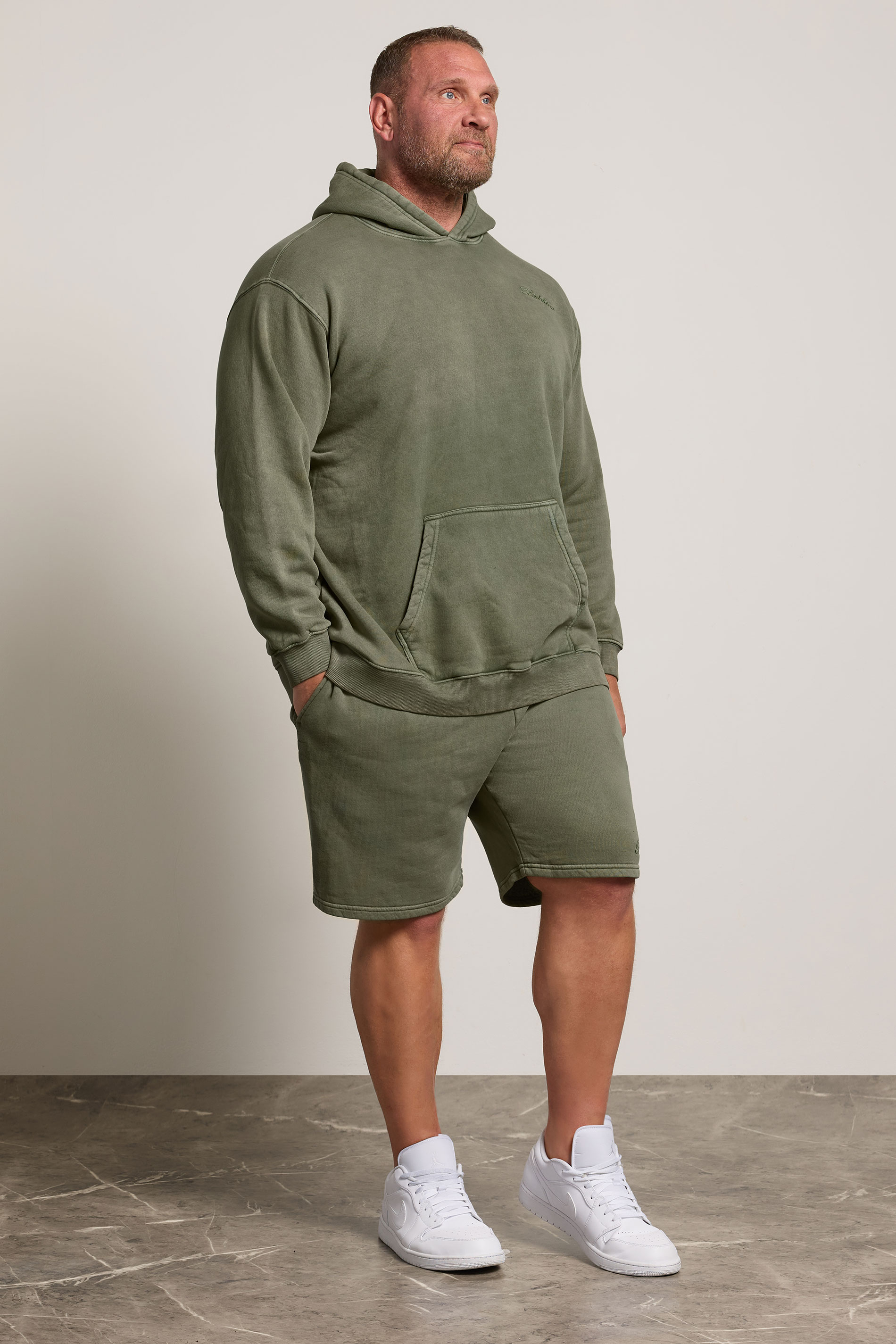 BadRhino Big & Tall Green Sun Bleached Hoodie & Short Set  3