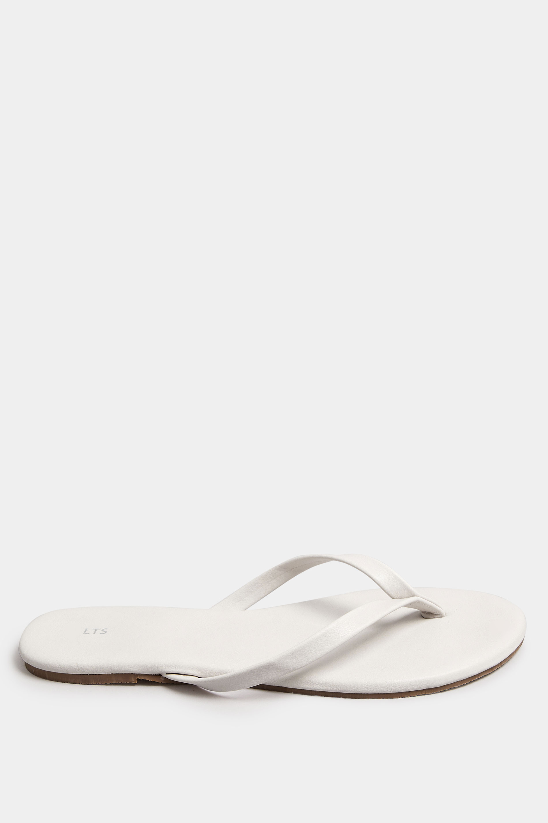 LTS White Flat Toe Thong Sandals In Standard Fit | Long Tall Sally 3