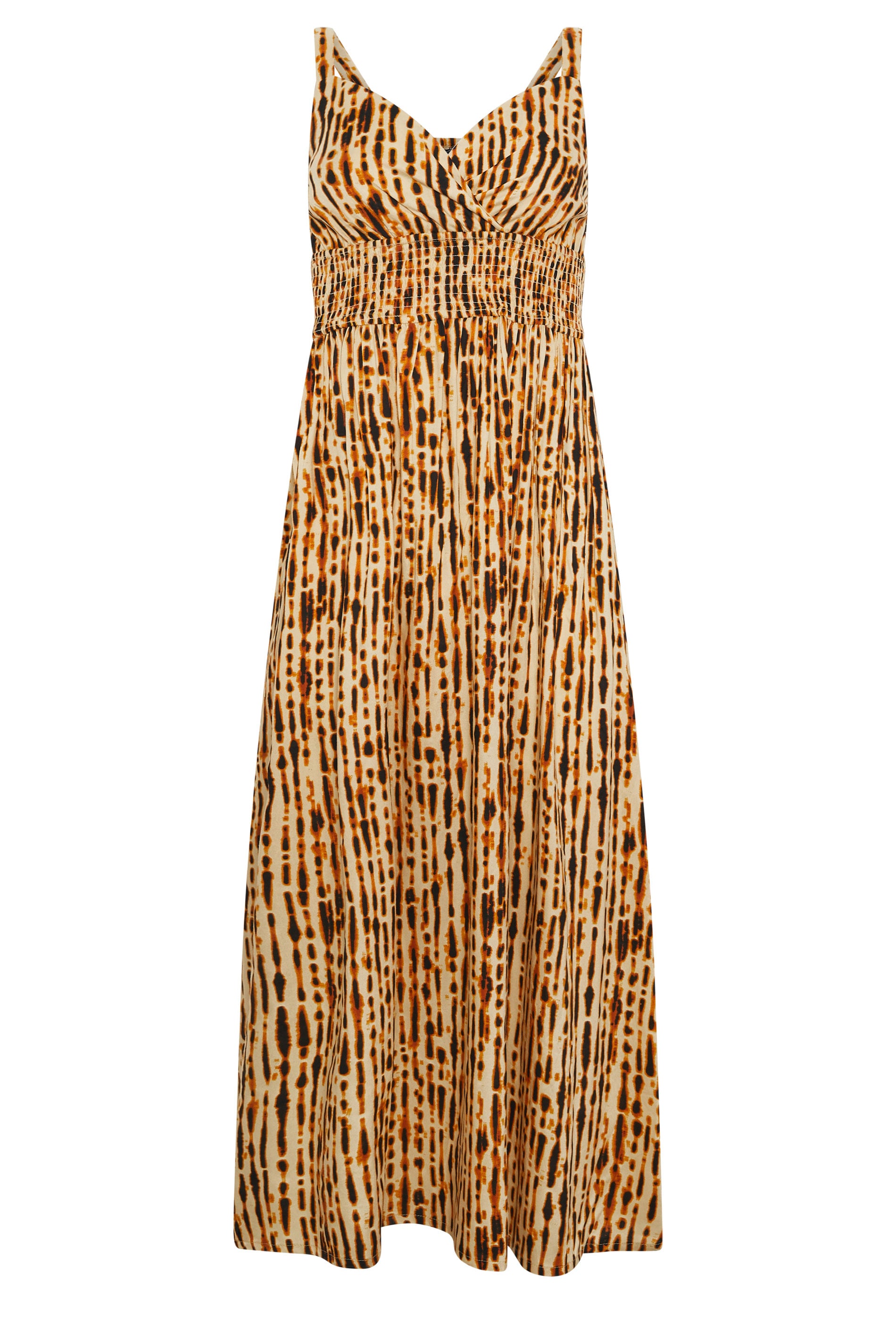 PixieGirl Petite Women's Brown Tie Dye Wrap Maxi Dress | PixieGirl 5