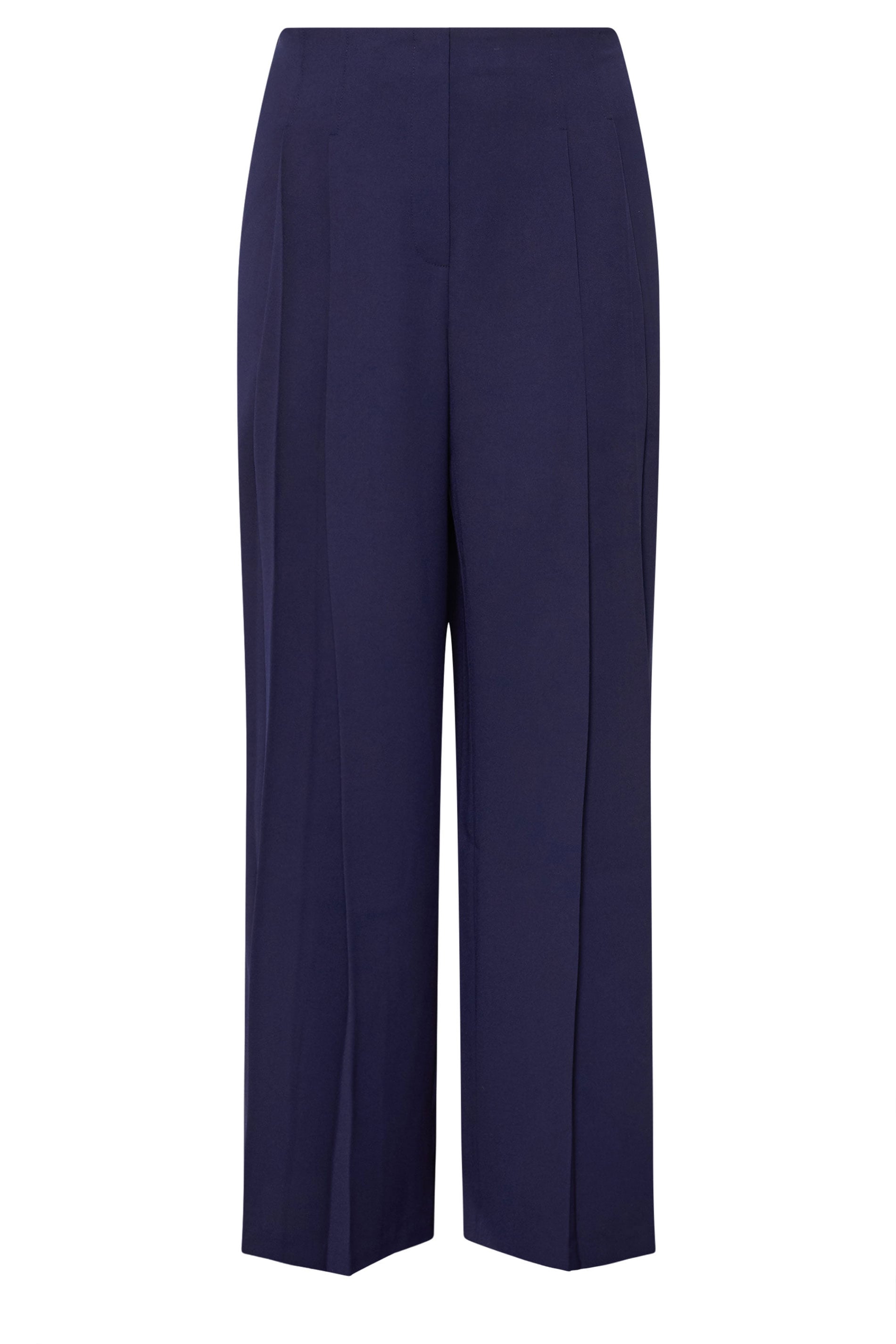 EVANS Plus Size Navy Blue Pleat Front Trousers | Evans 5