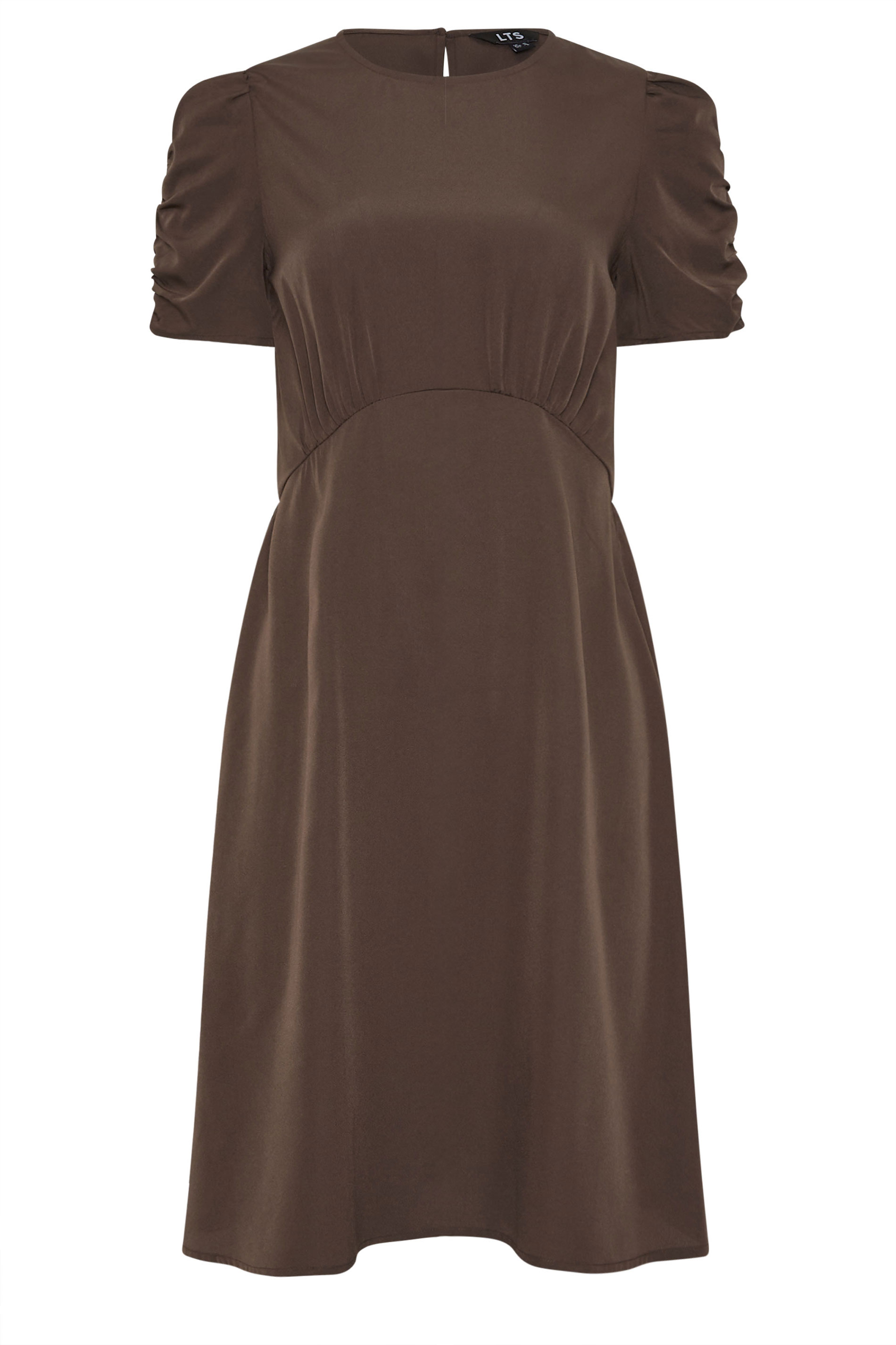 LTS Tall Women's Chocolate Brown Ruched Sleeve Mini Dress | Long Tall Sally 4