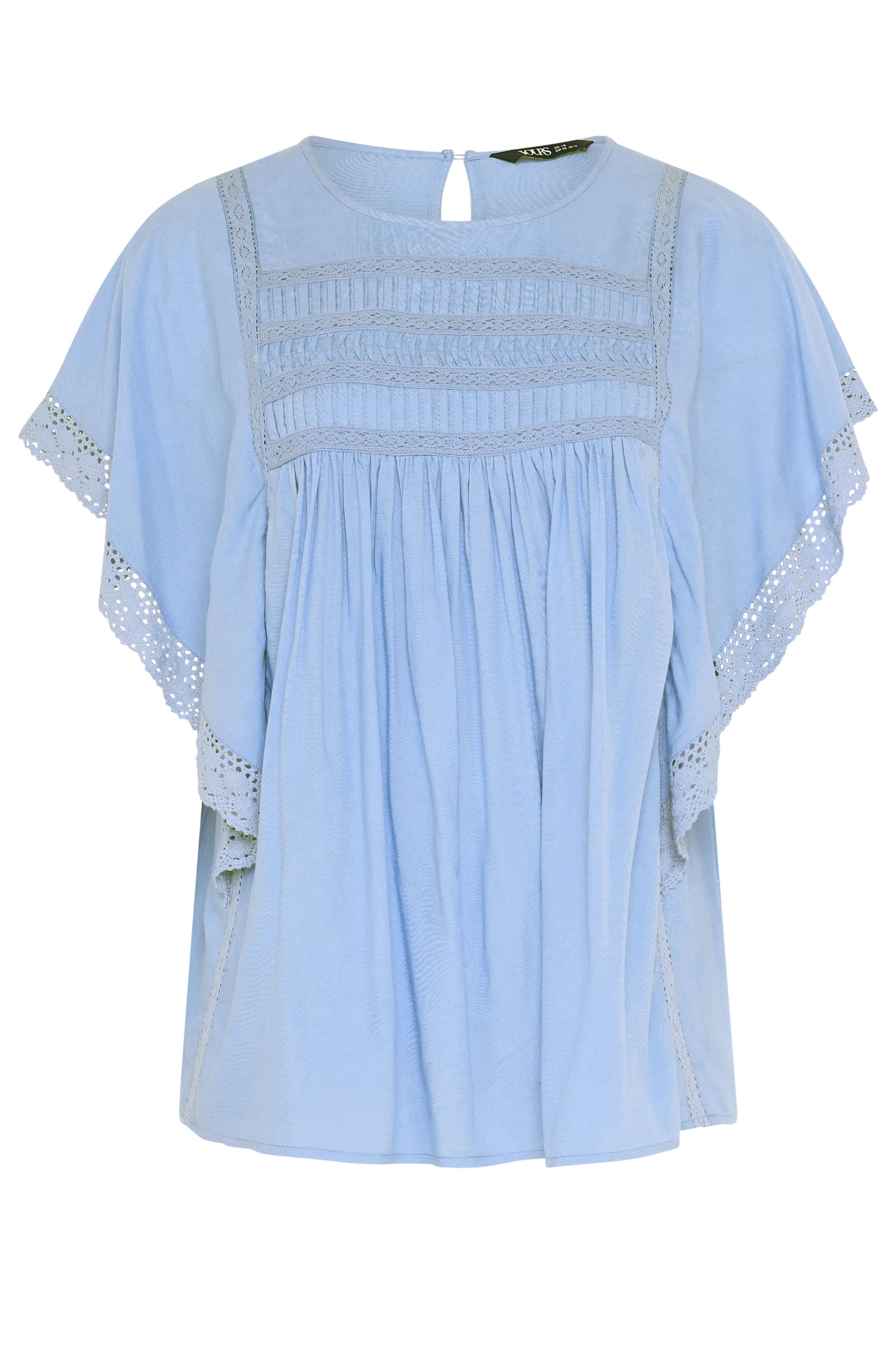 YOURS Plus Size Blue Crochet Drape Sleeve Blouse | Yours Clothing 5