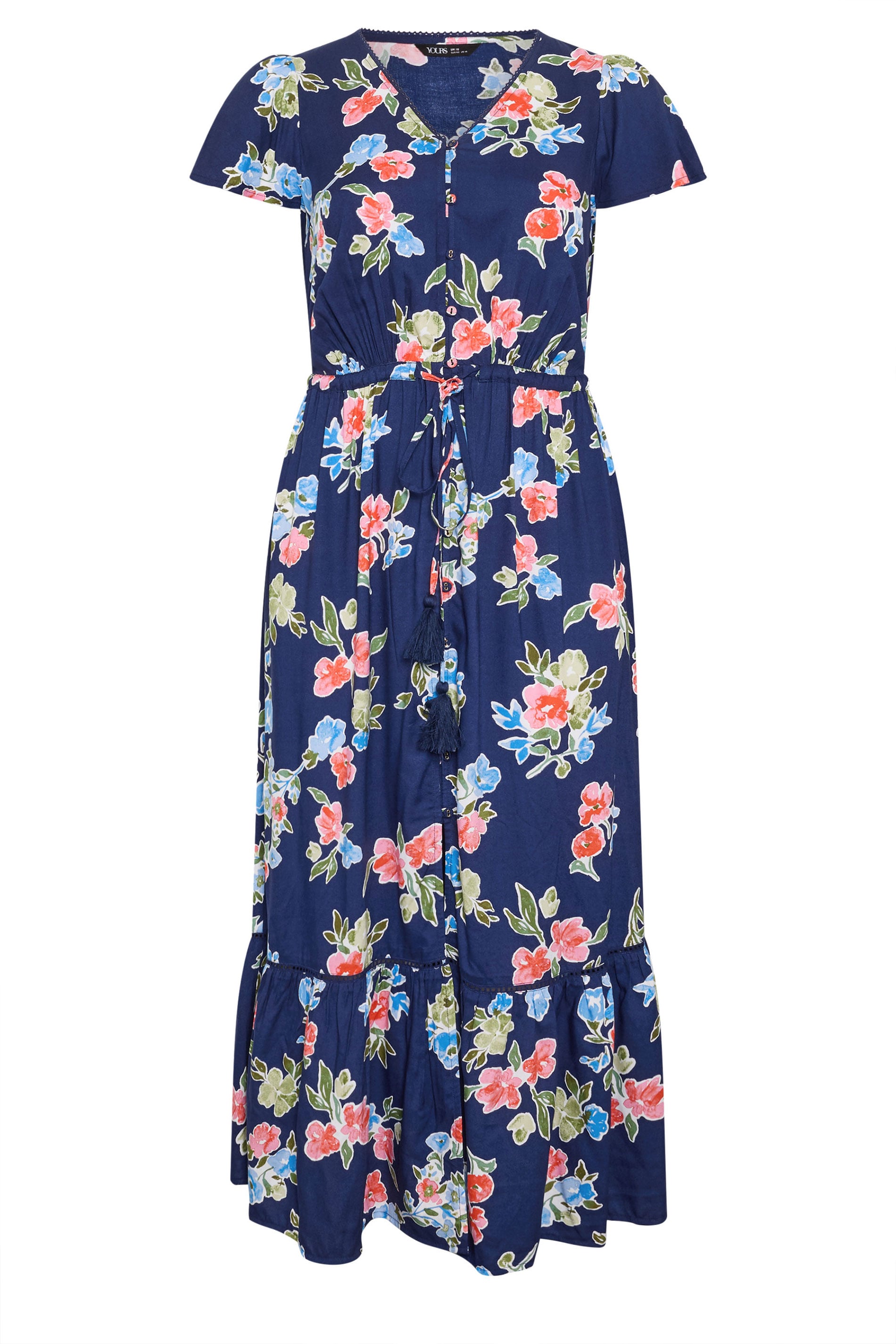 YOURS Plus Size Blue Floral Sleeve Dress | Yours Clothing 5