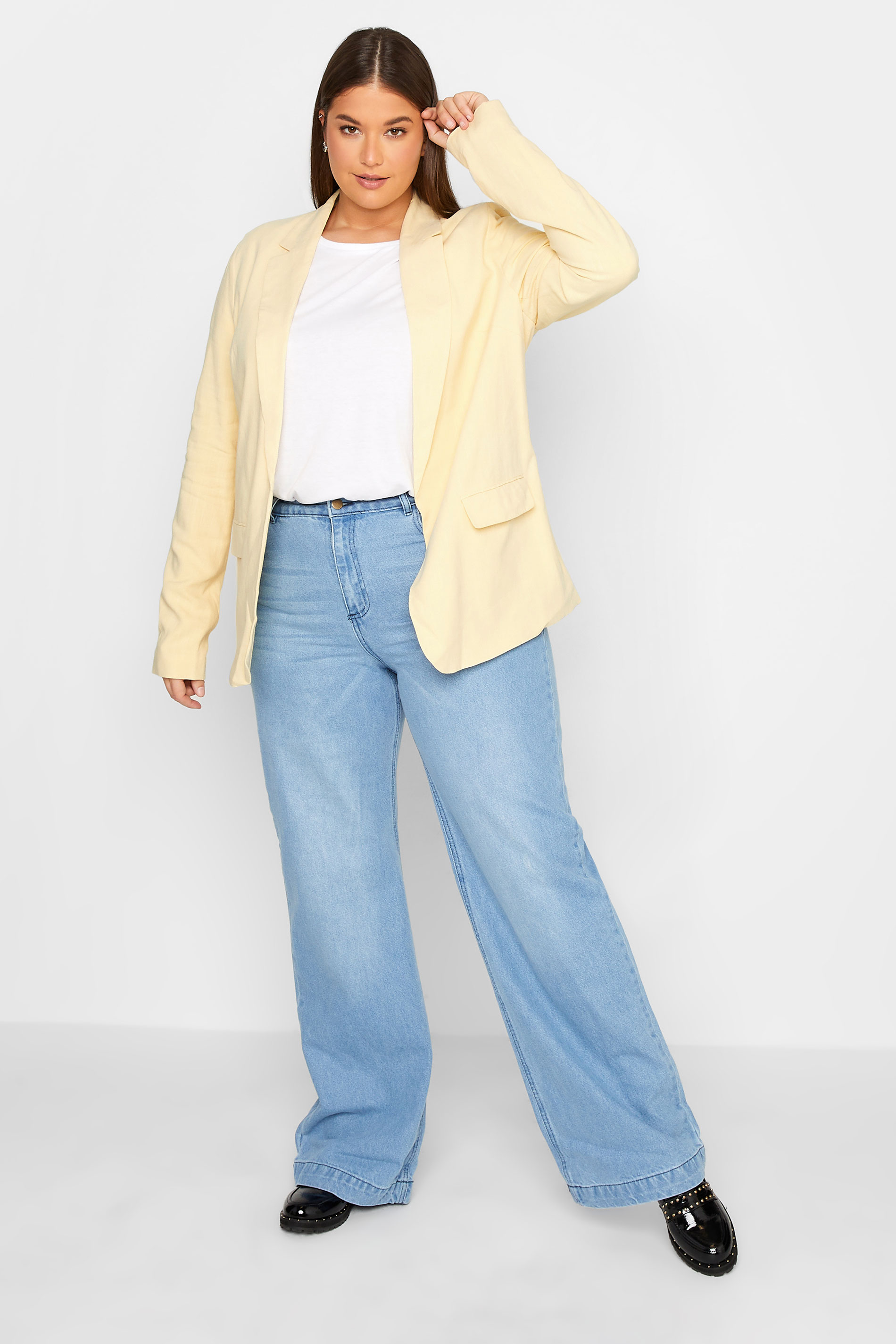 LTS Tall Women's Lemon Yellow Linen Look Blazer | Long Tall Sally  2