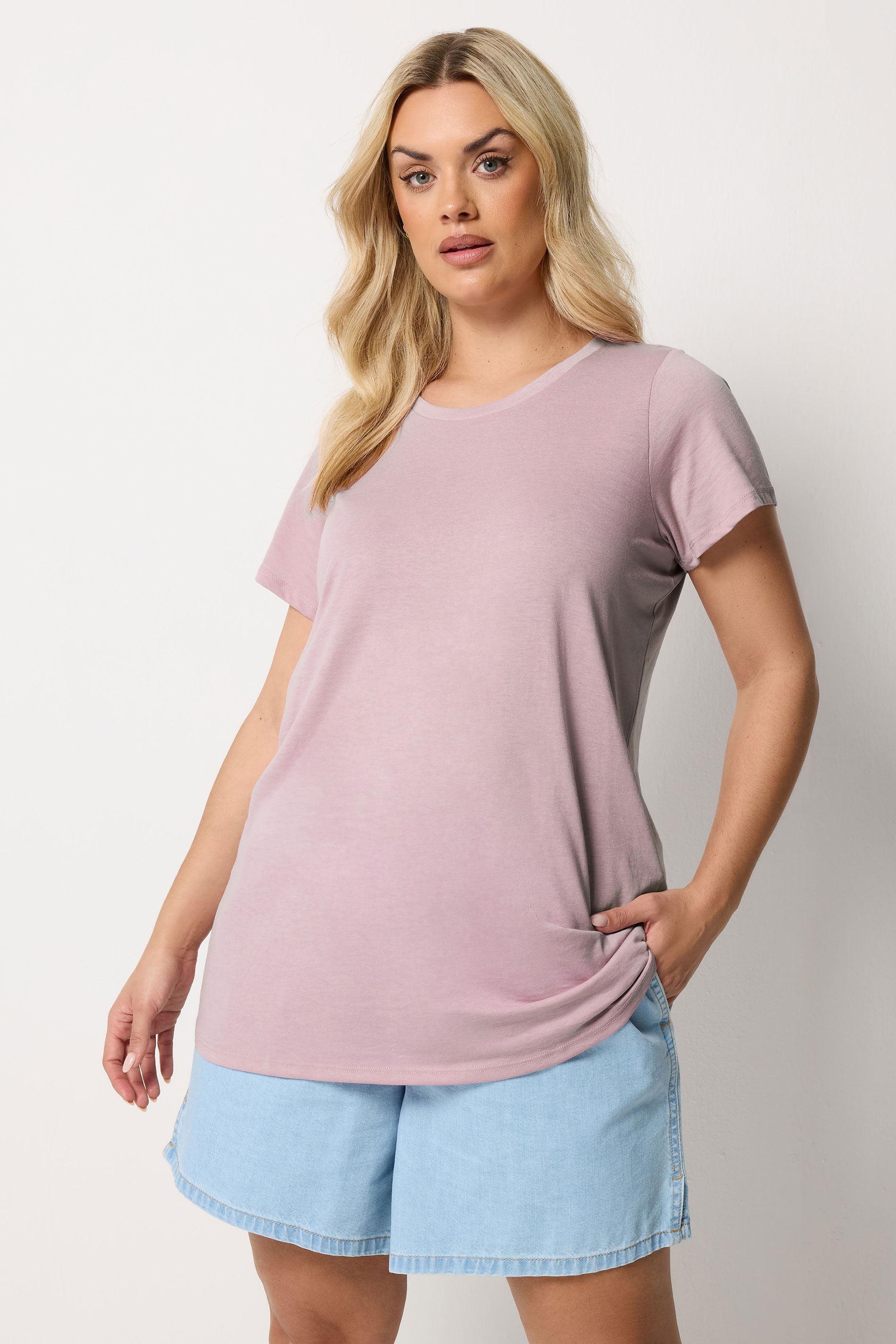 YOURS 2 PACK Plus Size Green & Pink Short Sleeve Core T-Shirts | Yours Clothing 2