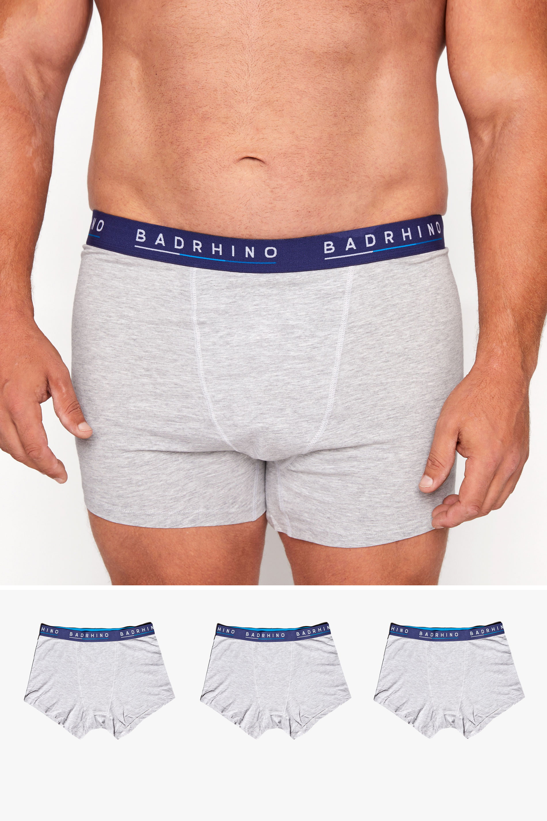 BadRhino Grey Essential 3 Pack Boxers | BadRhino 1