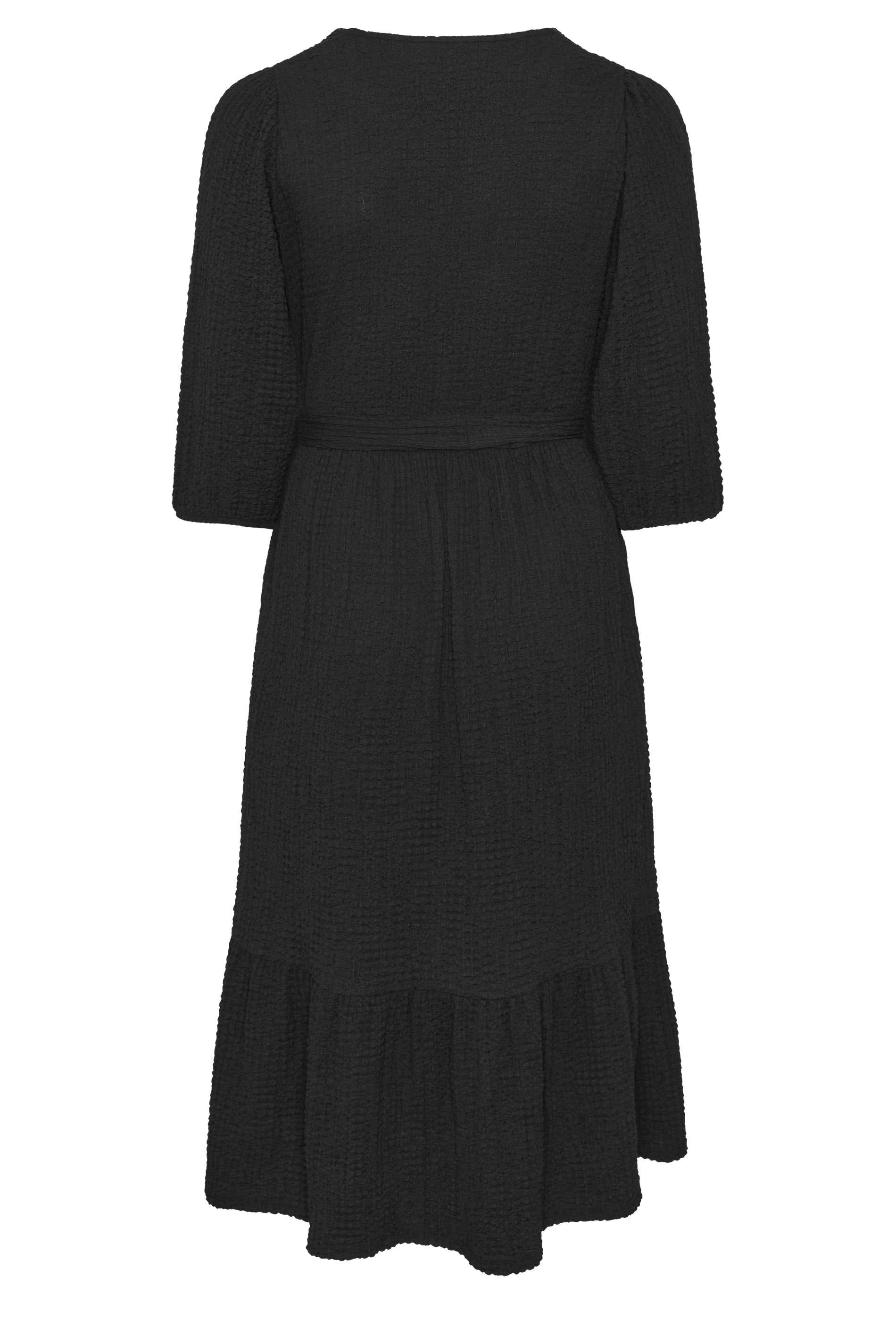 EVANS Plus Size Black Crinkle Wrap Midi Dress | Evans 6
