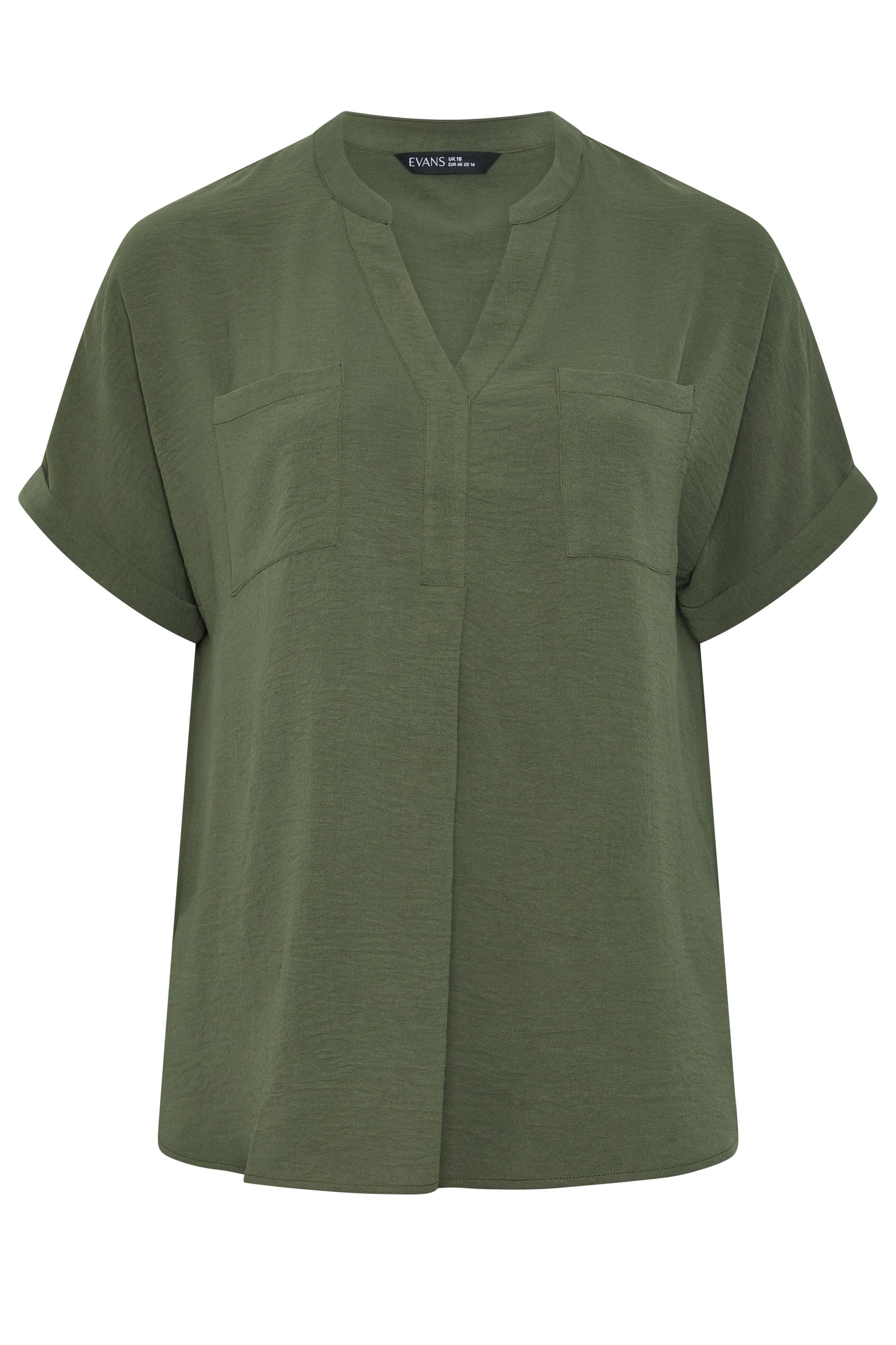 EVANS Plus Size Khaki Green Overhead Utility Shirt | Evans 5