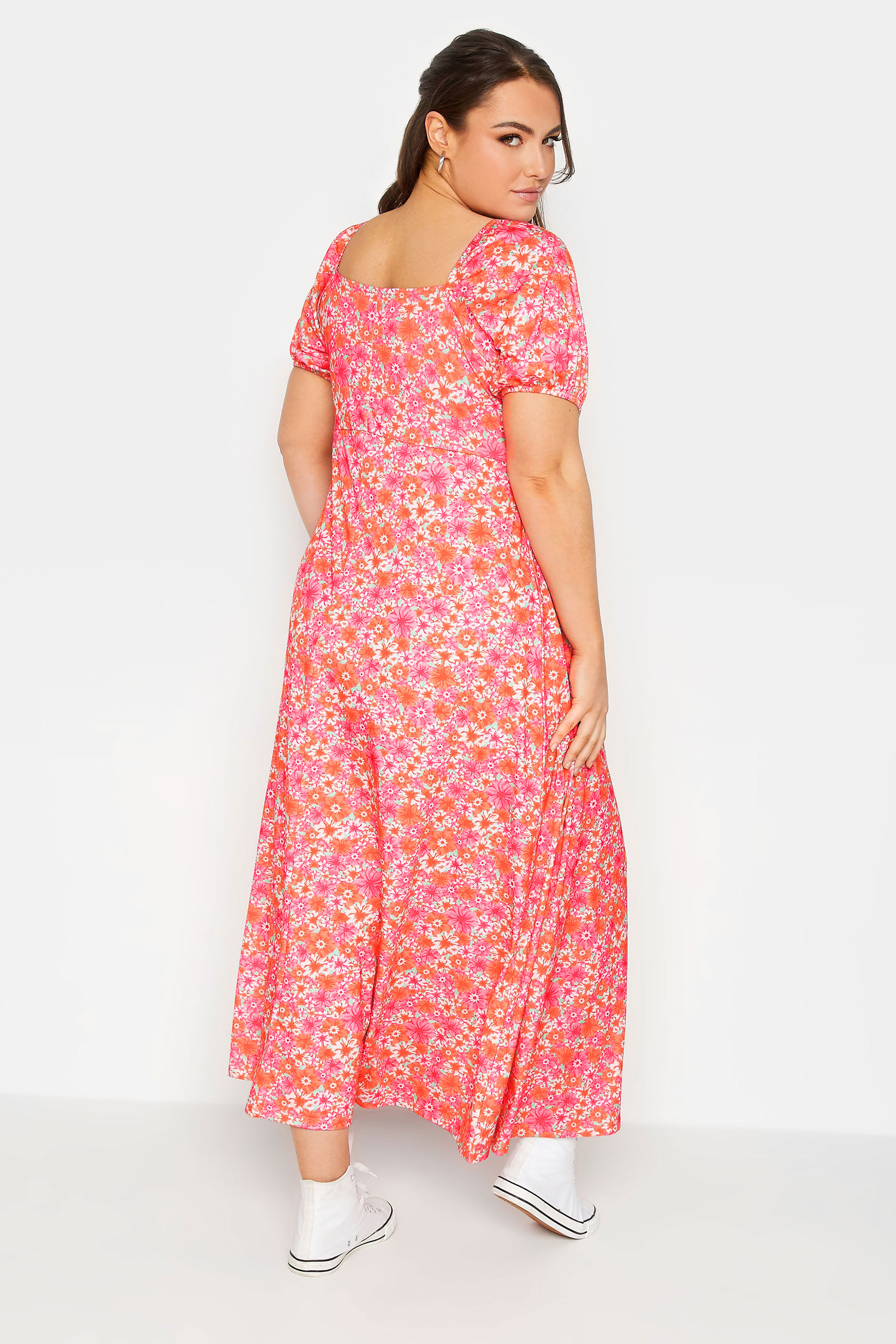 LIMITED COLLECTION Curve Plus Size Pink Floral Wrap Maxi Dress | Yours Clothing  3