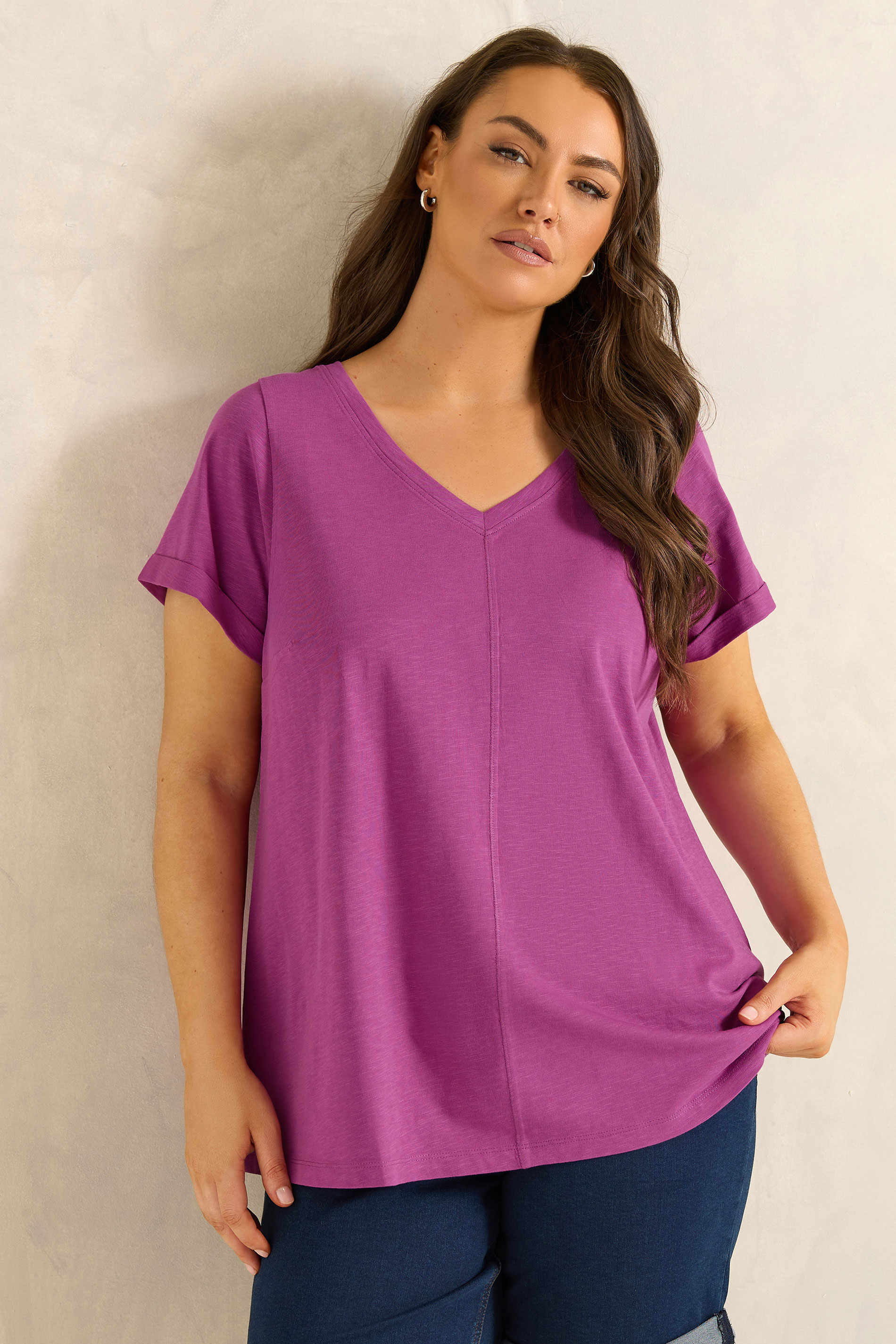 EVANS Plus Size Purple Cotton T-Shirt | Evans 3