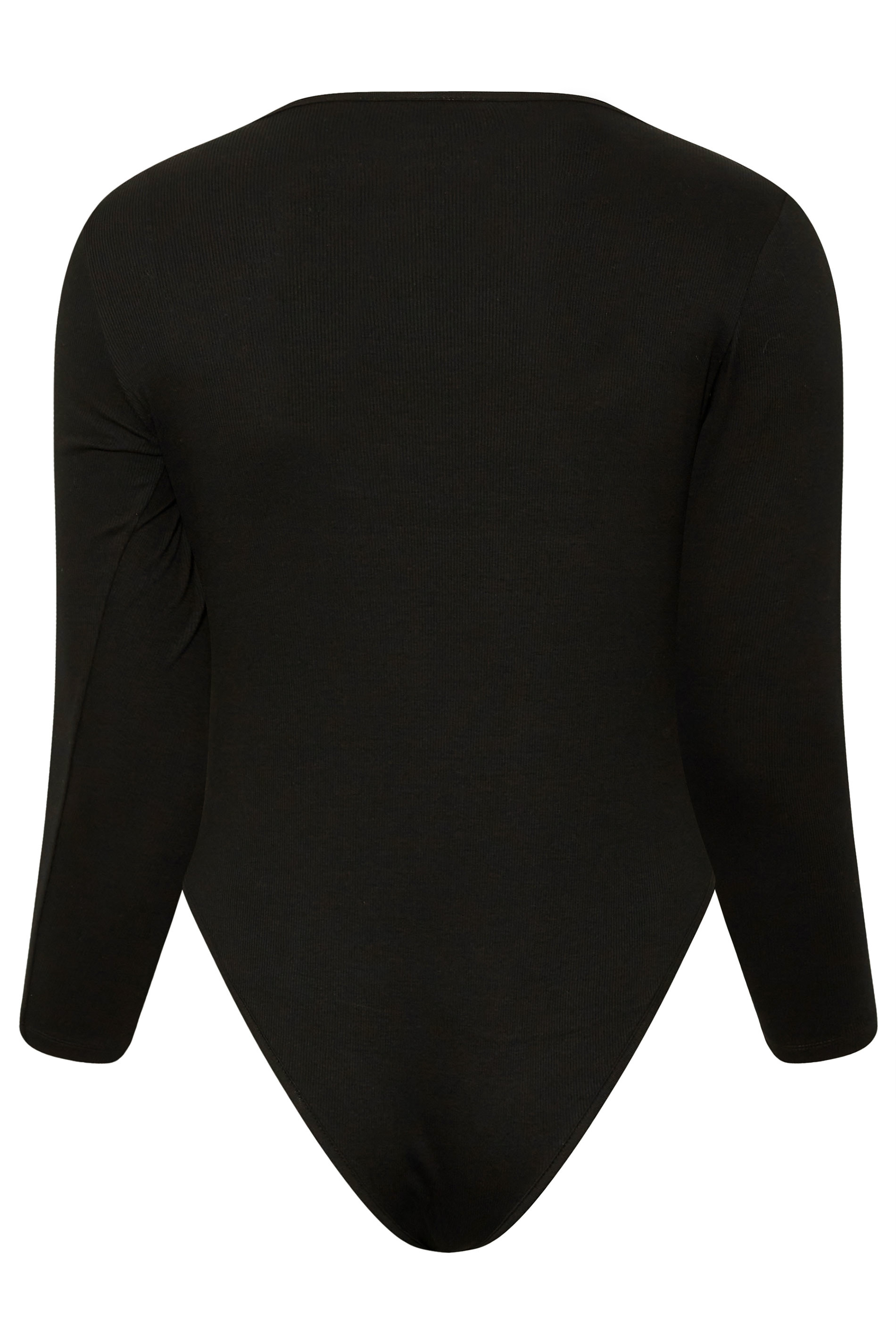 Plus Size Black Long Sleeve Ribbed Bodysuit