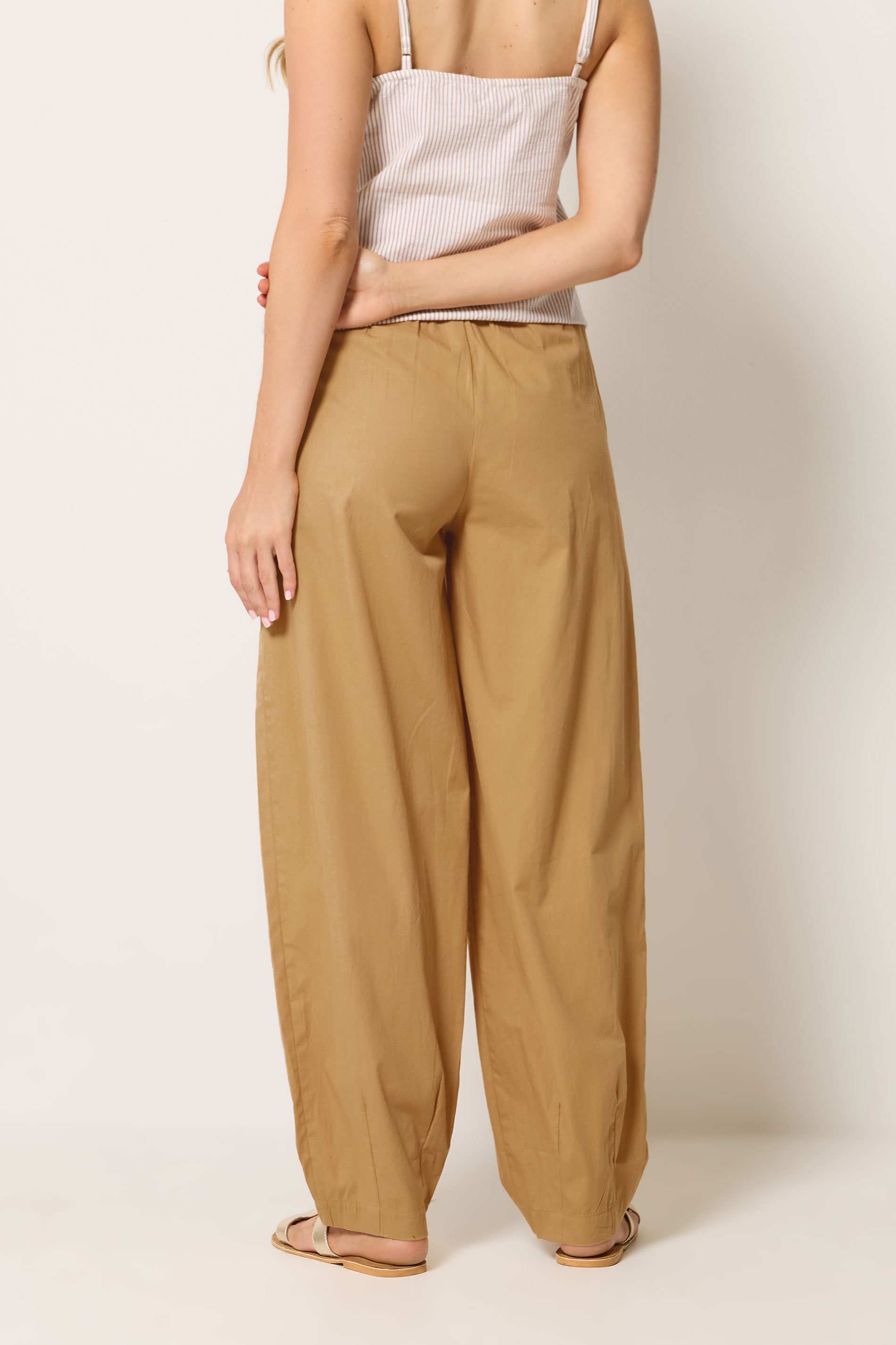 LTS Tall Women's Stone Brown Cotton Barrel Leg Trousers | Long Tall Sally 2