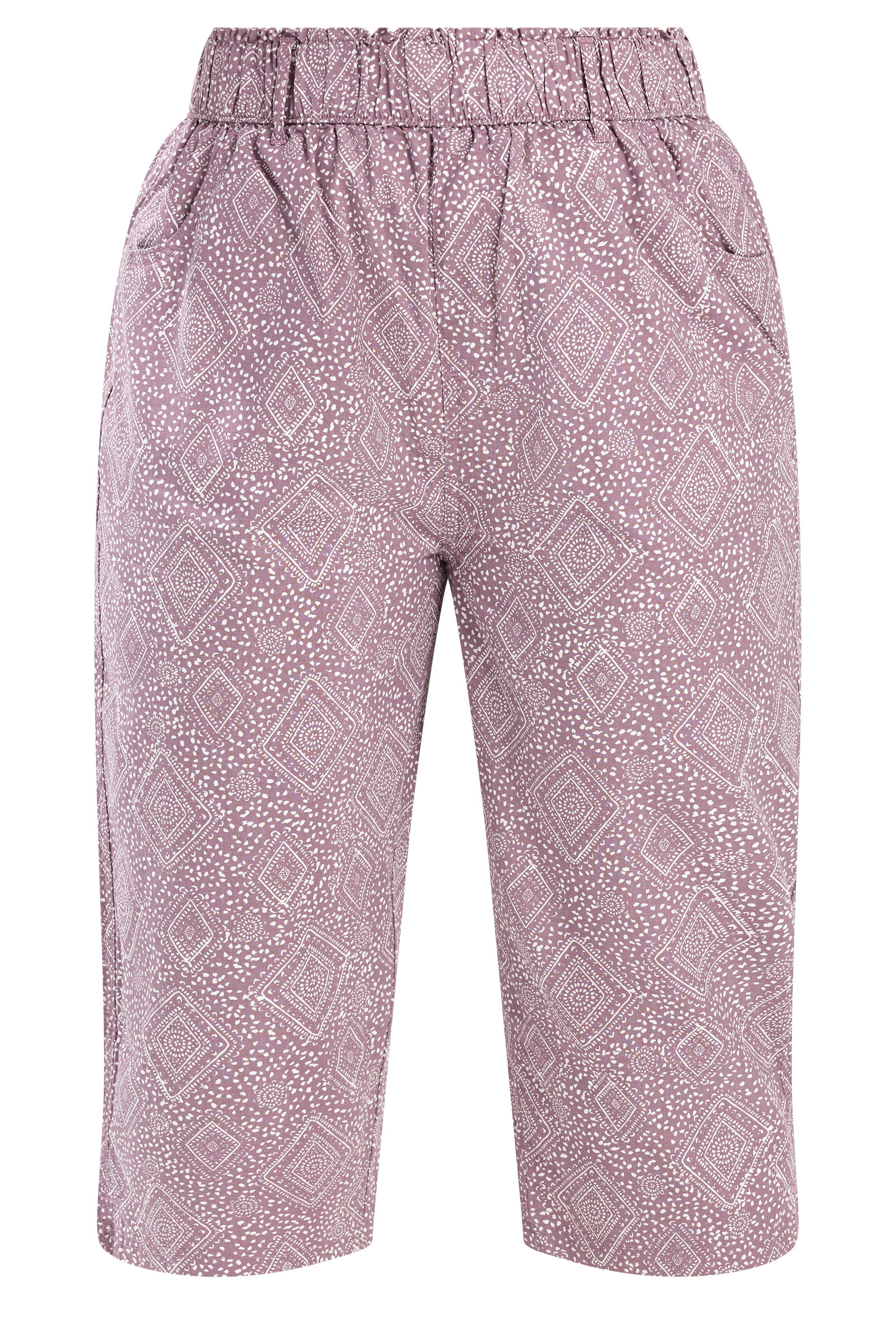 YOURS Plus Size Lilac Purple Geometric Cropped Trousers | Yours Clothing 5