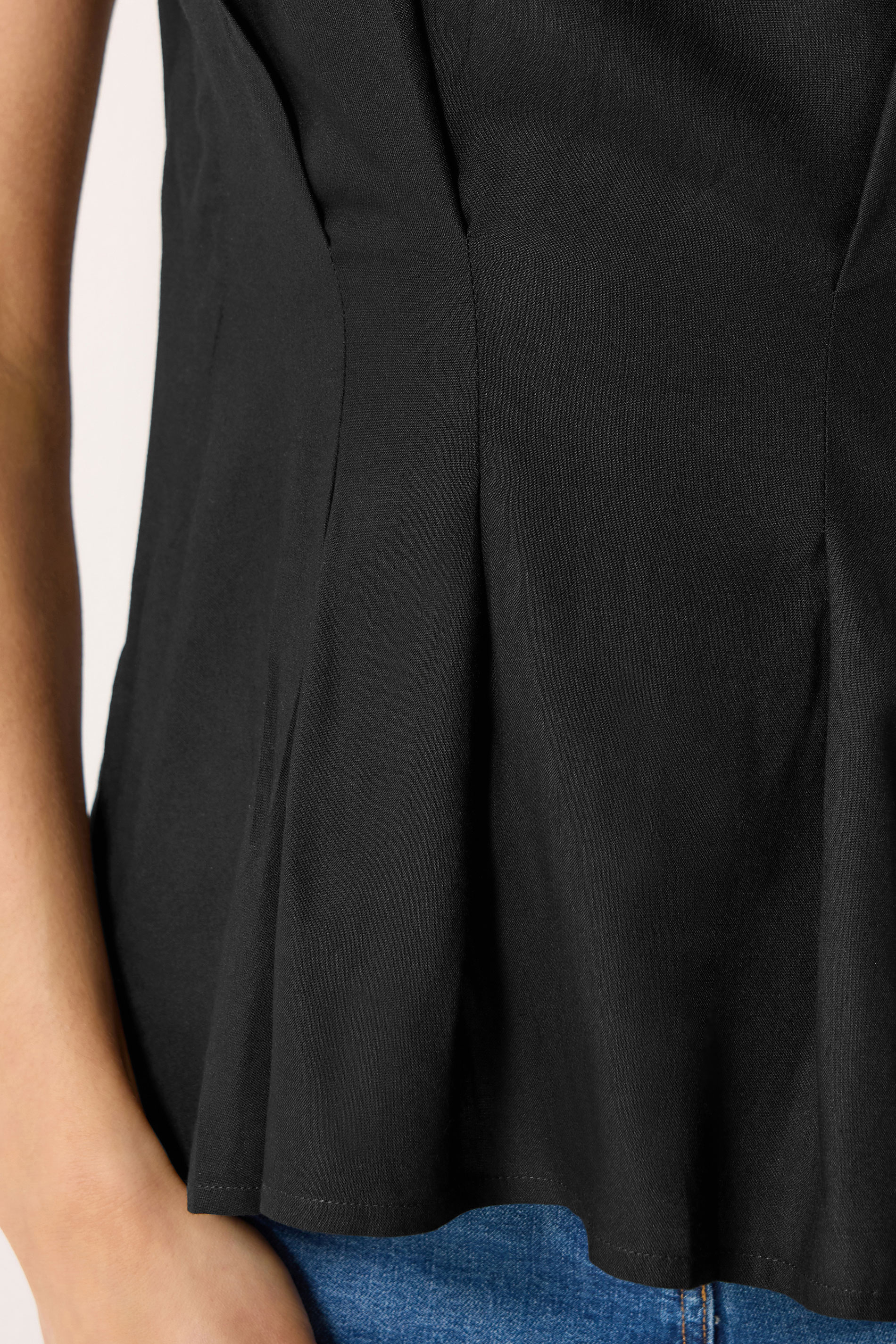 LTS Tall Black Pleated Peplum Top | Long Tall Sally 5