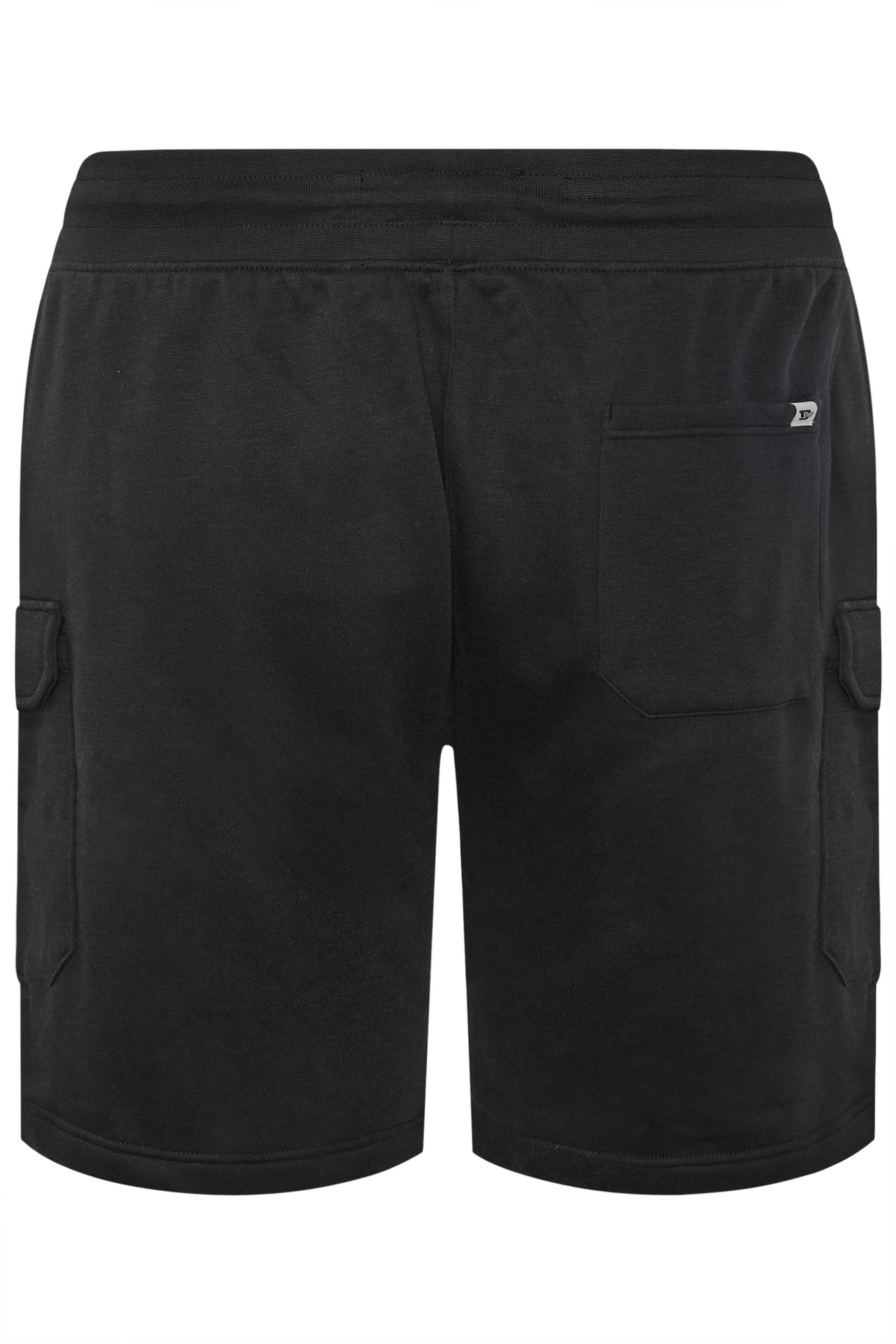 D555 Big & Tall Black Elastic Waist Cargo Shorts | BadRhino 4