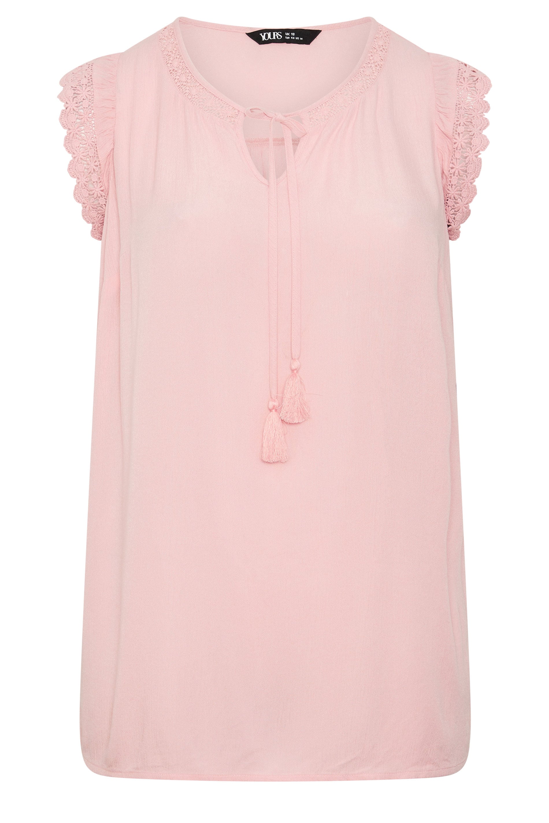 YOURS Plus Size Dusky Pink Tie Neck Blouse | Yours Clothing 5