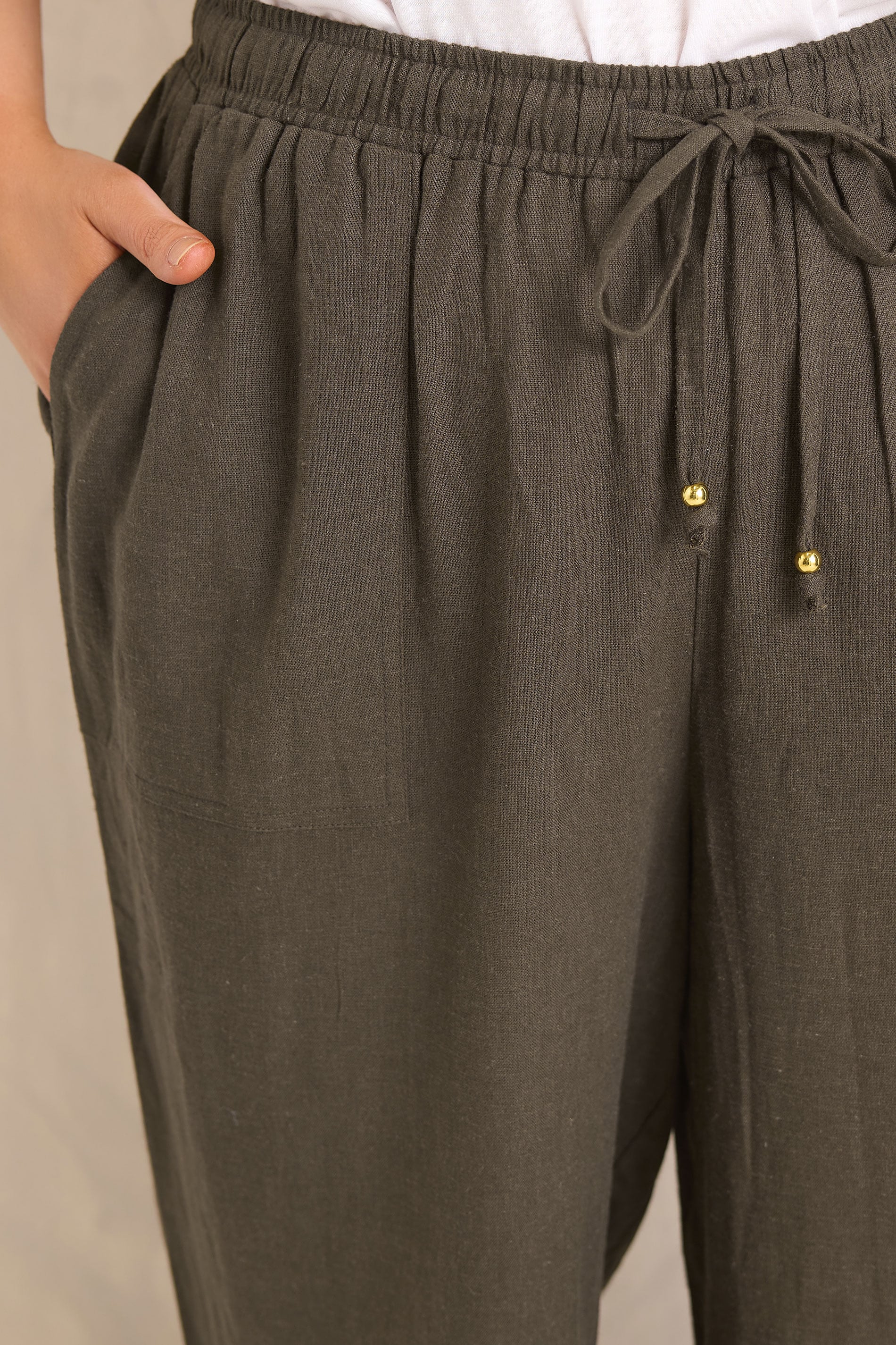 EVANS Plus Size Chocolate Brown Linen Wide Leg Trouser | Evans 4