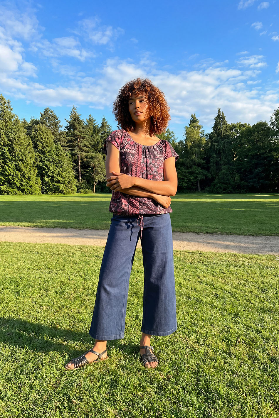 M&Co Indigo Blue Wide Leg Cropped Jeans | M&Co 1