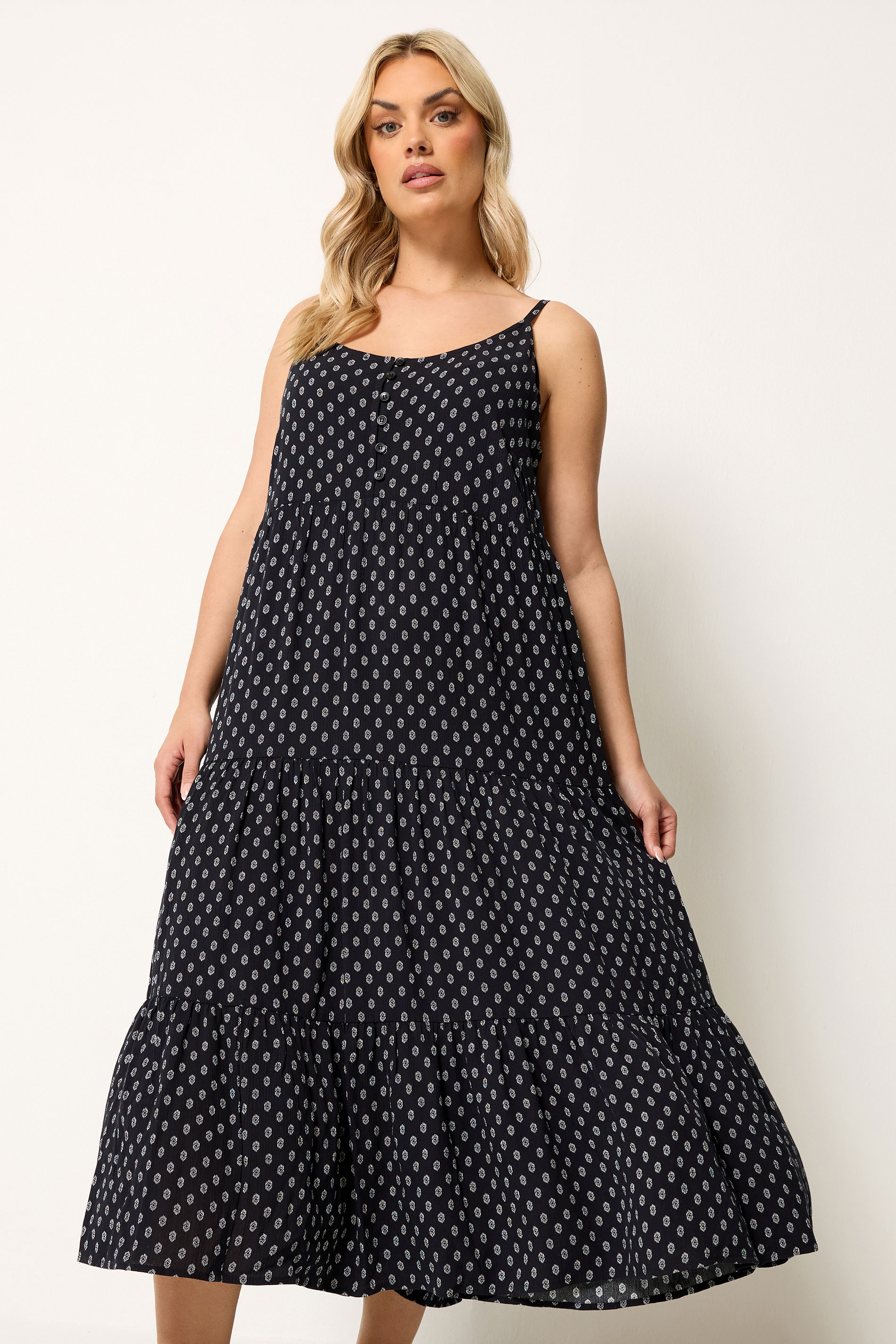 YOURS Plus Size Black Tiered Maxi Dress | Yours Clothing 3