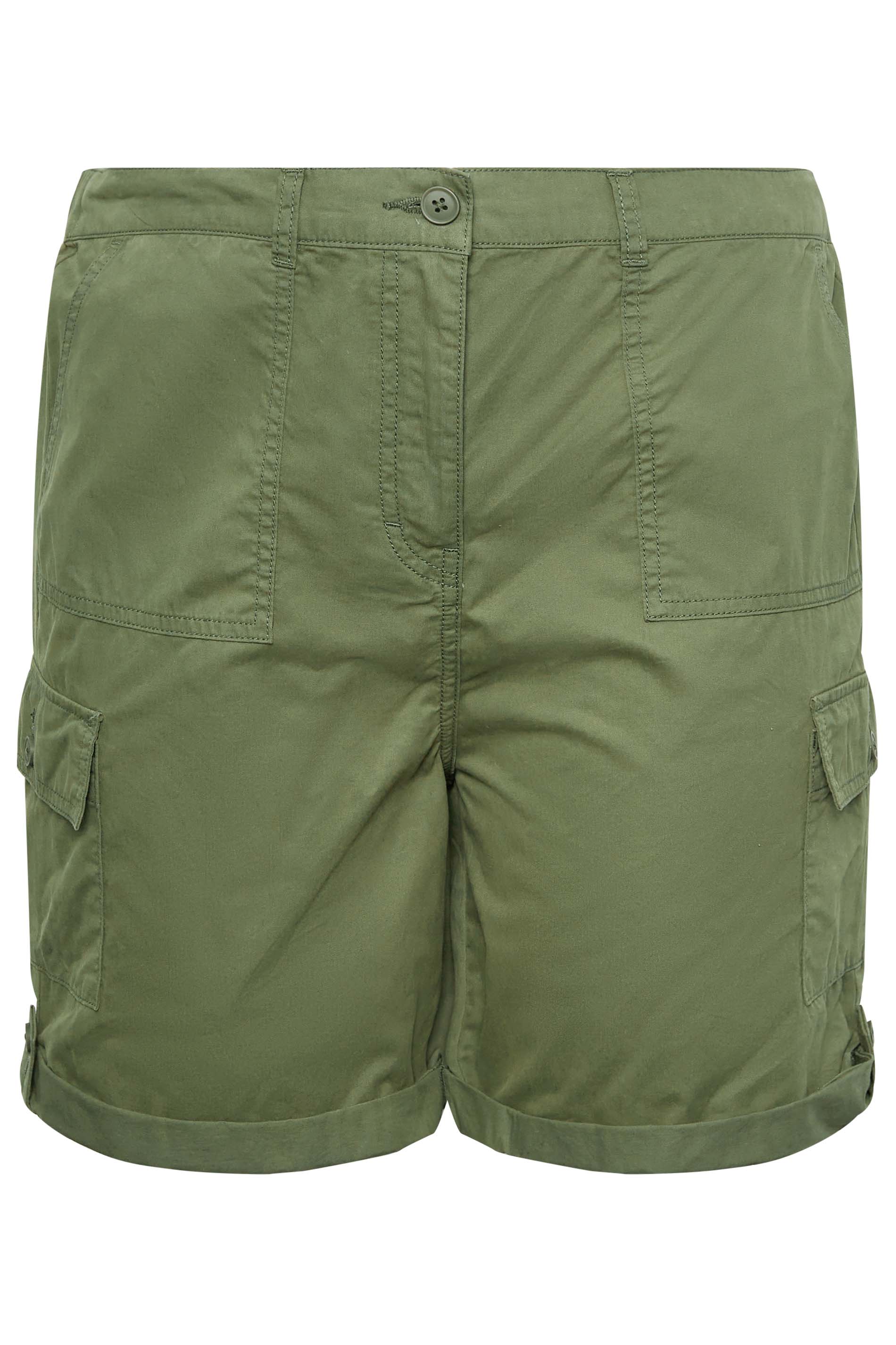 YOURS Plus Size Khaki Green Cargo Chino Shorts