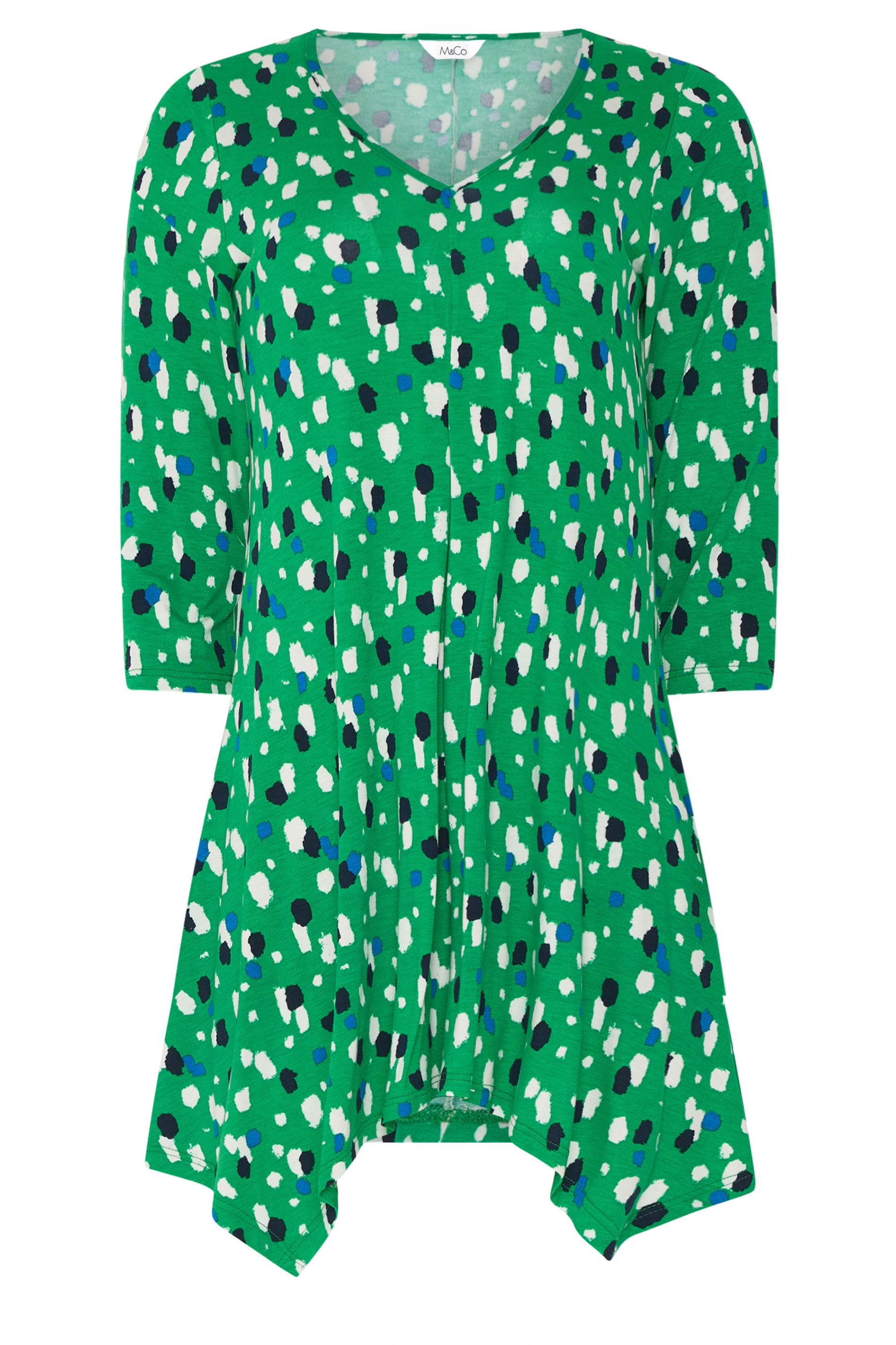 M&Co Green Spot Print Hanky Hem Top | M&Co 5