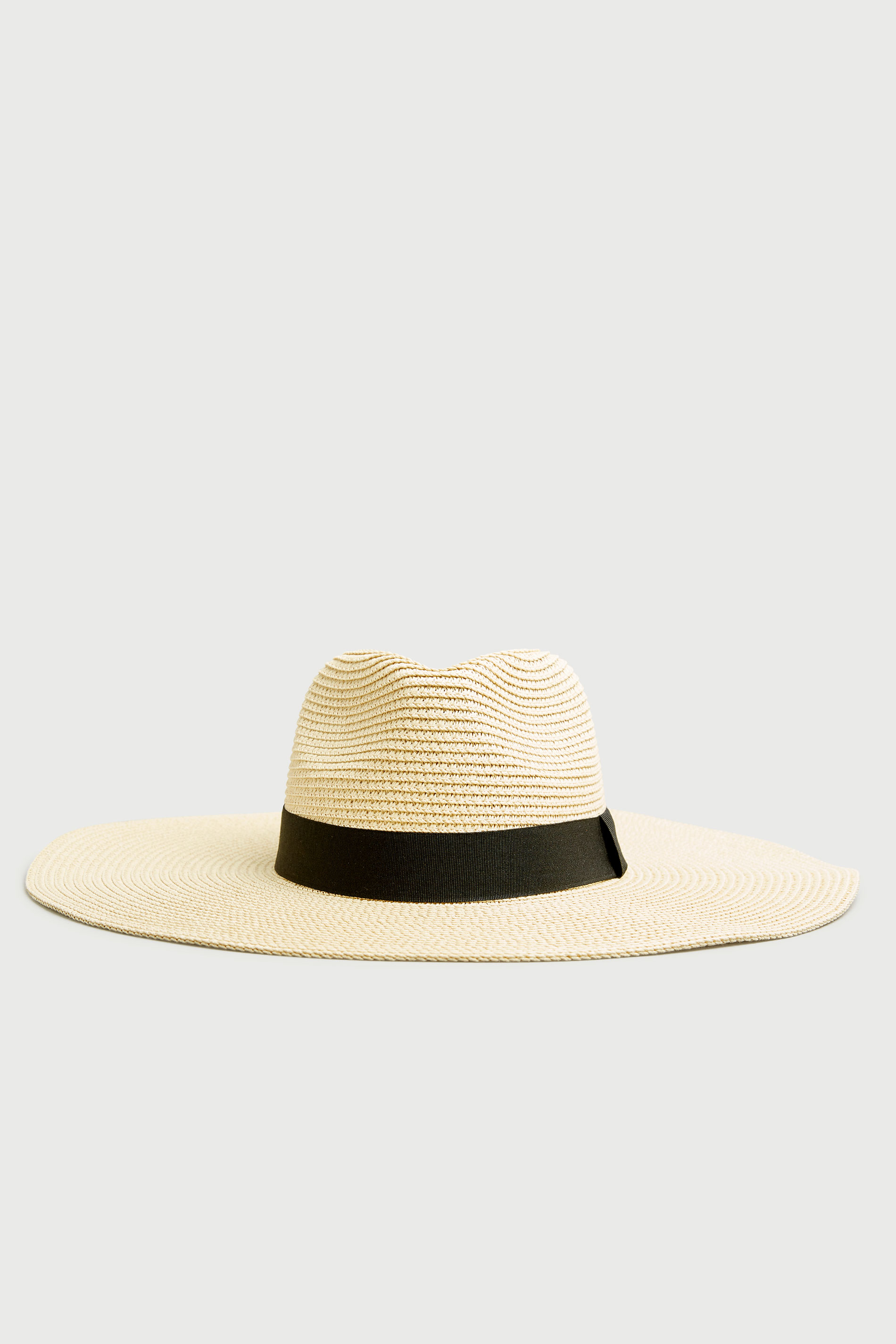 Cream Straw Wide Brim Fedora Hat 1