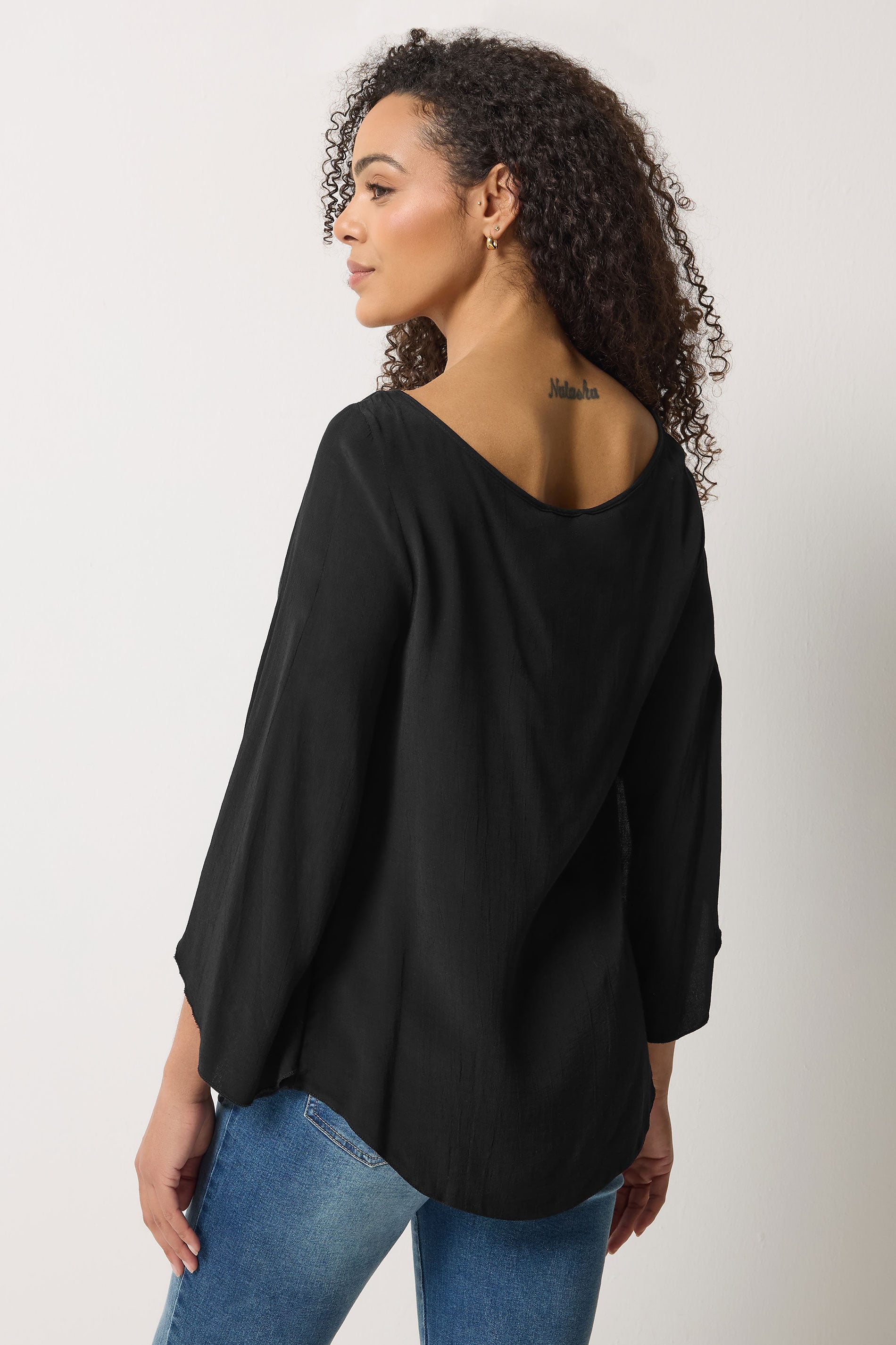 M&Co Black Long Angel Sleeve Blouse | M&Co 2