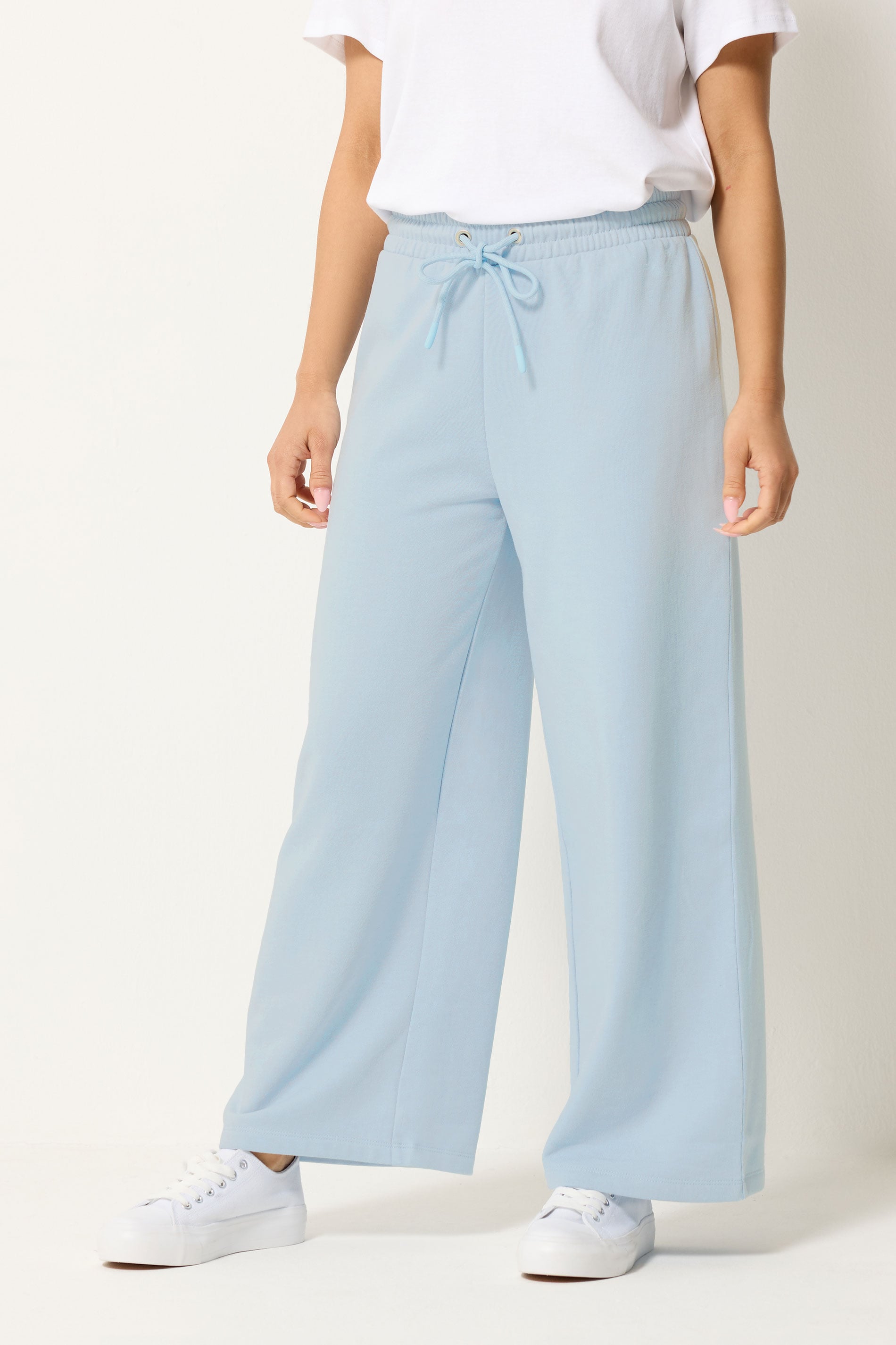 M&Co Petite Light Blue Wide Leg Joggers | M&Co 3