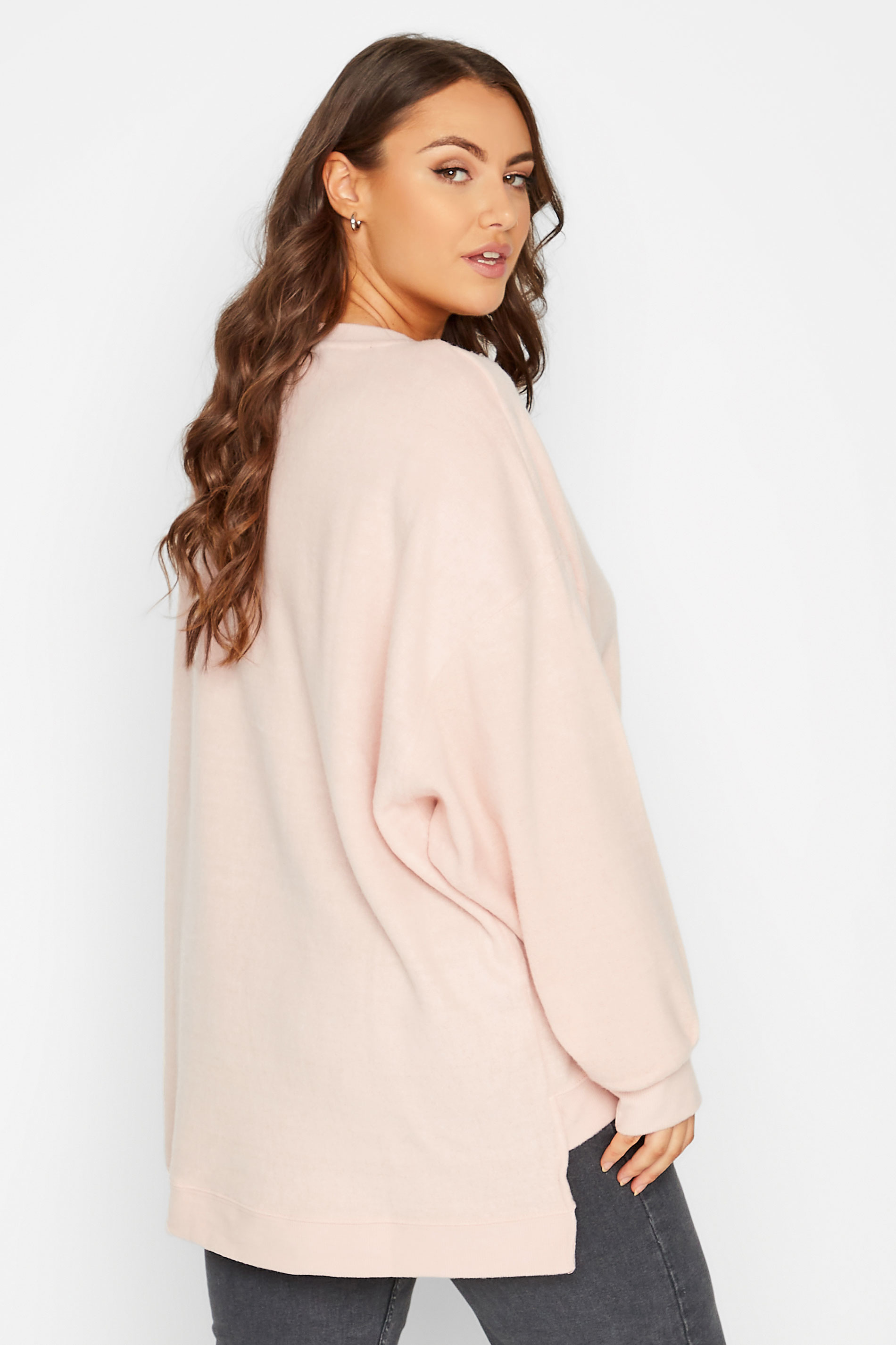 Plus Size Light Pink Soft Touch Fleece Sweatshirt | Yours Clothing 3