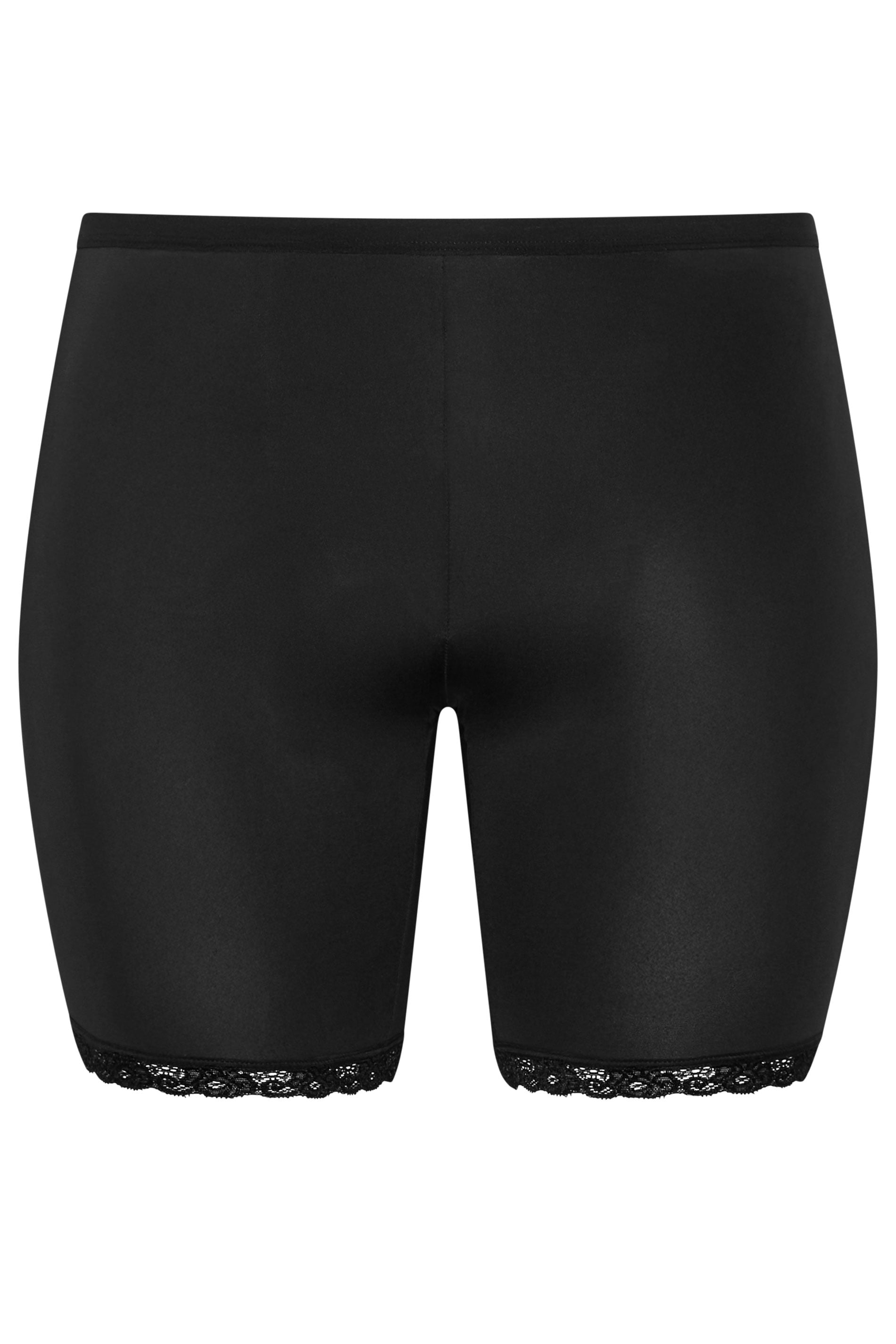 Black Lace Trim Anti Chafing High Waisted Shorts | Yours Clothing 4