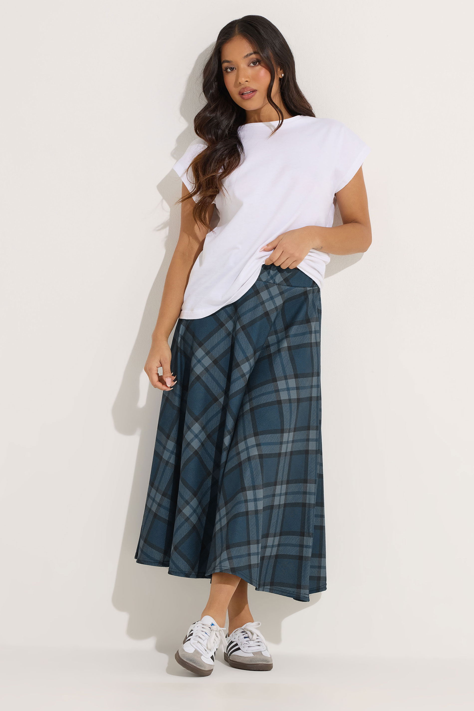 PixieGirl Petite Women's Green Check Midi Skirt | PixieGirl 3