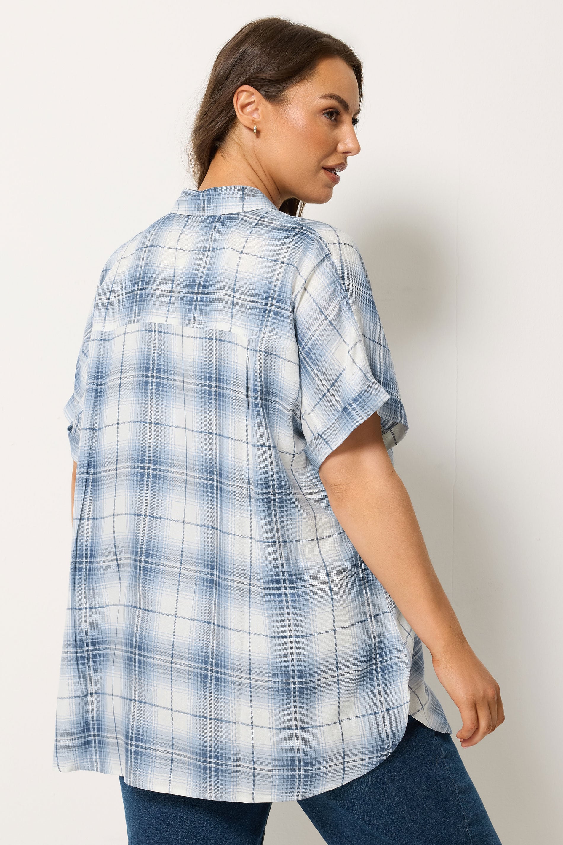 YOURS Plus Size Blue Checked Shirt | Yours Clothing 2