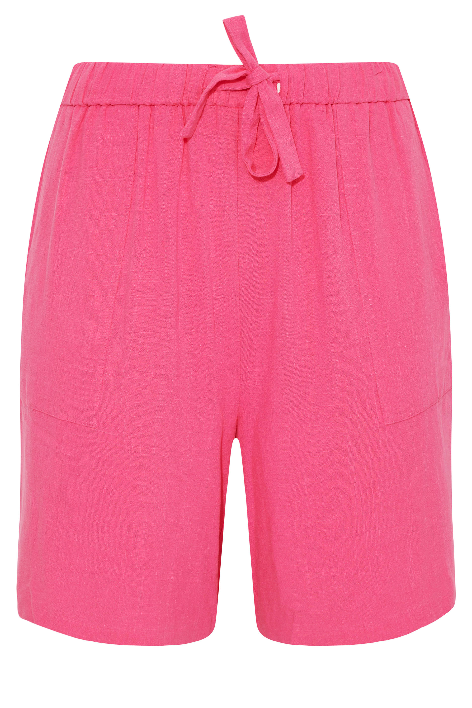 Plus Size Hot Pink Linen Shorts | Yours Clothing
