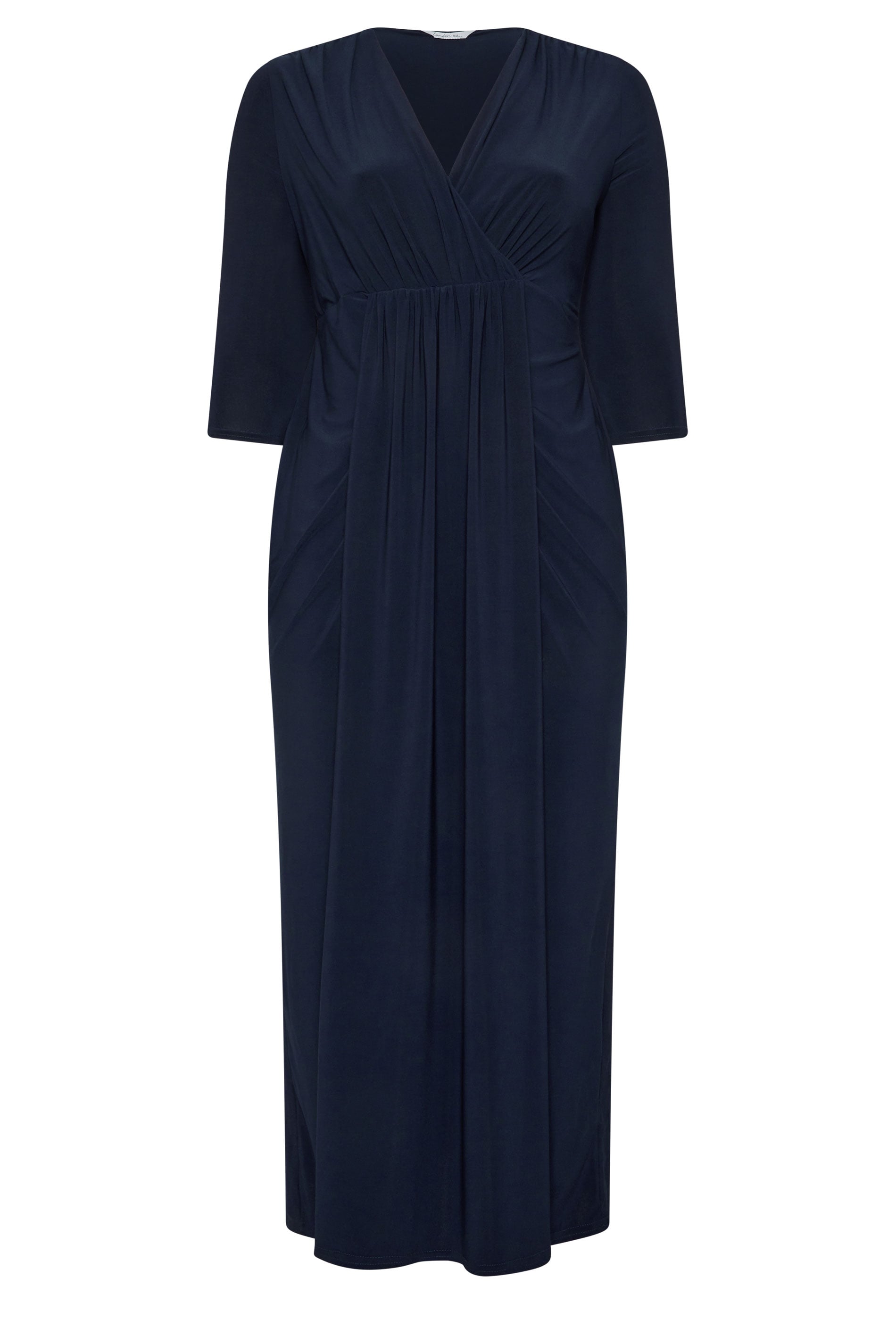 YOURS LONDON Plus Size Navy Blue Maxi Drape Dress | Yours Clothing 5