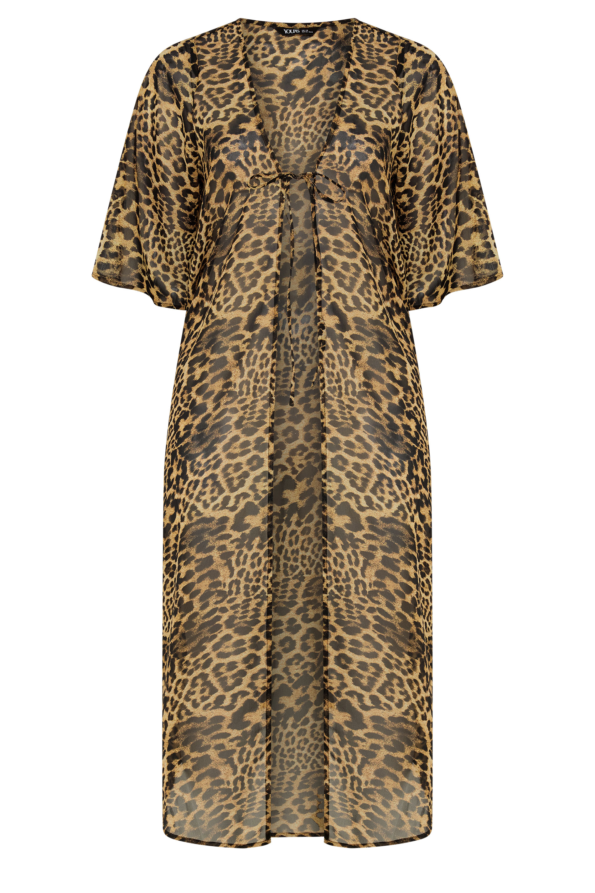 YOURS Plus Size Brown Leopard Print Midaxi Kimono | Yours Clothing 5