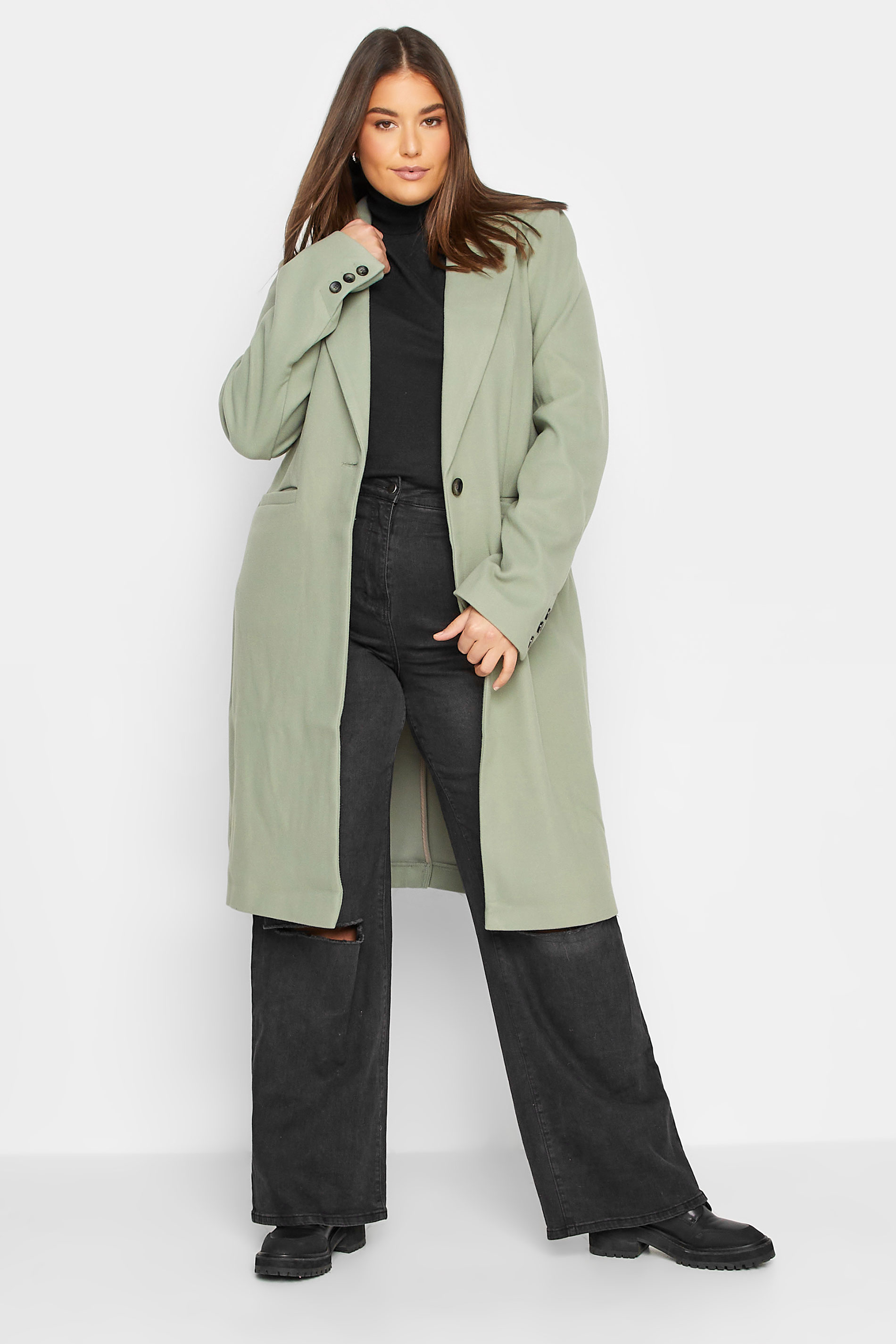 LTS Tall Women's Sage Green Midi Formal Coat | Long Tall Sally 1