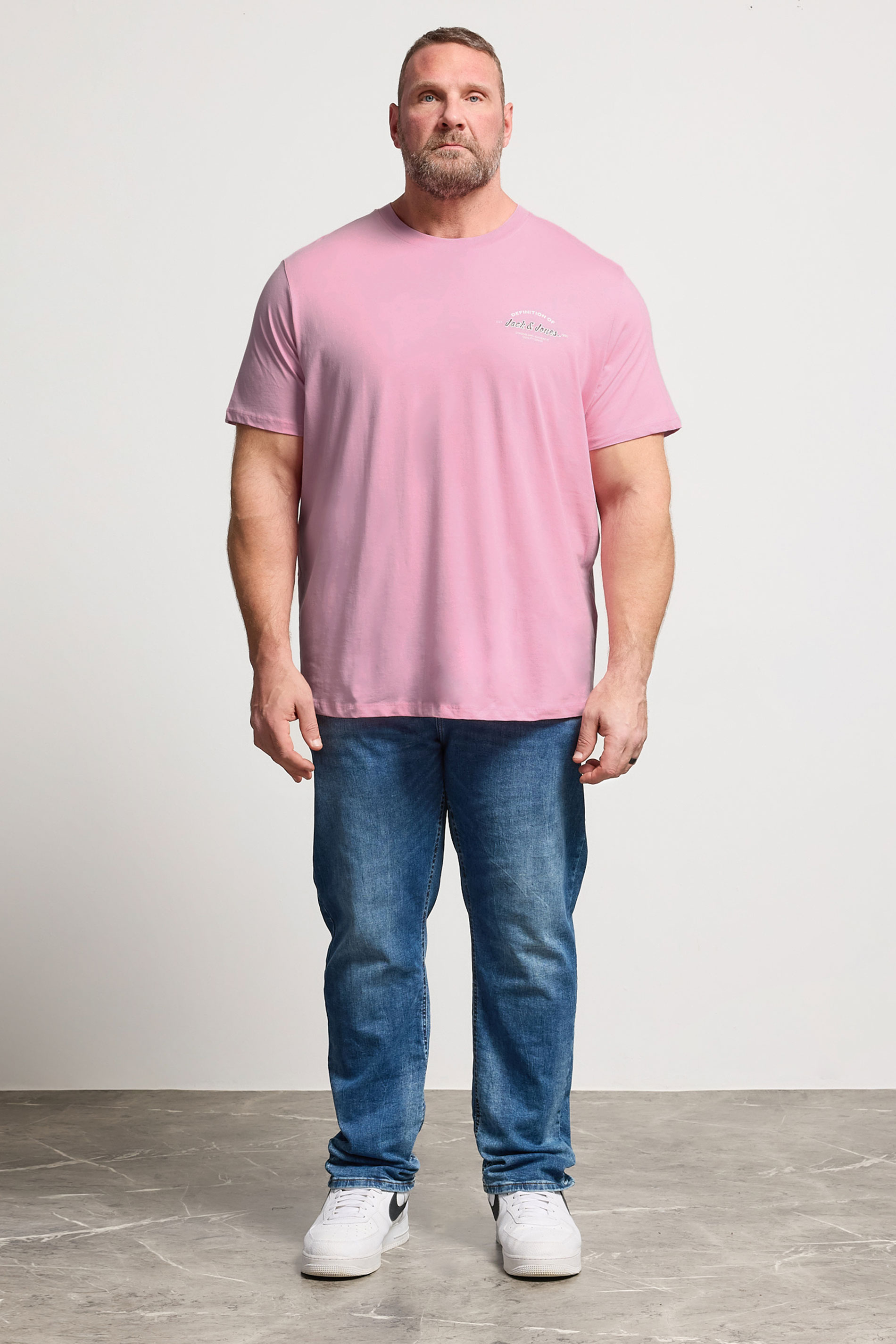 JACK & JONES Big & Tall Pink T-Shirt | BadRhino 1
