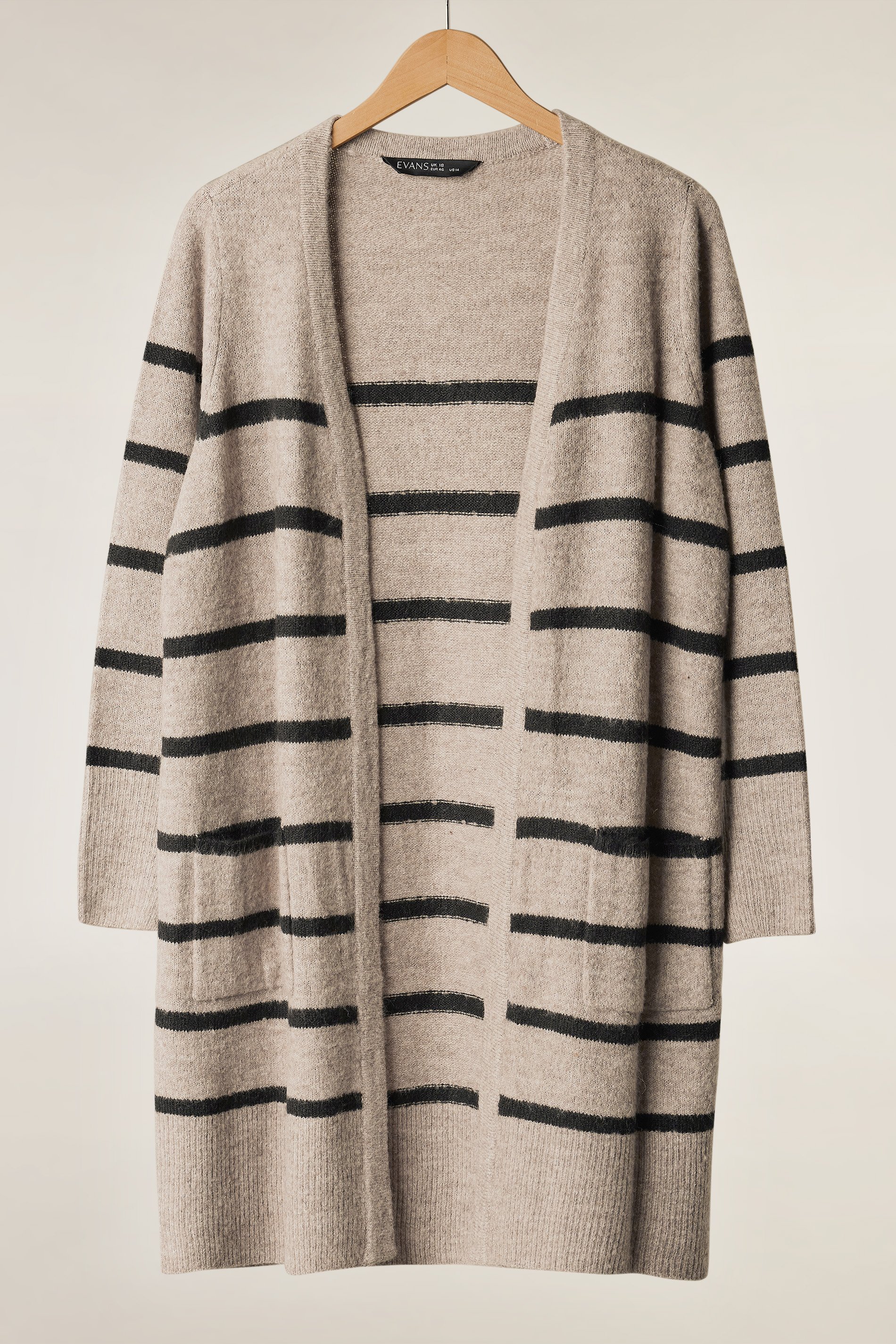 EVANS Plus Size Beige Brown Stripe Knitted Cardigan | Evans 5