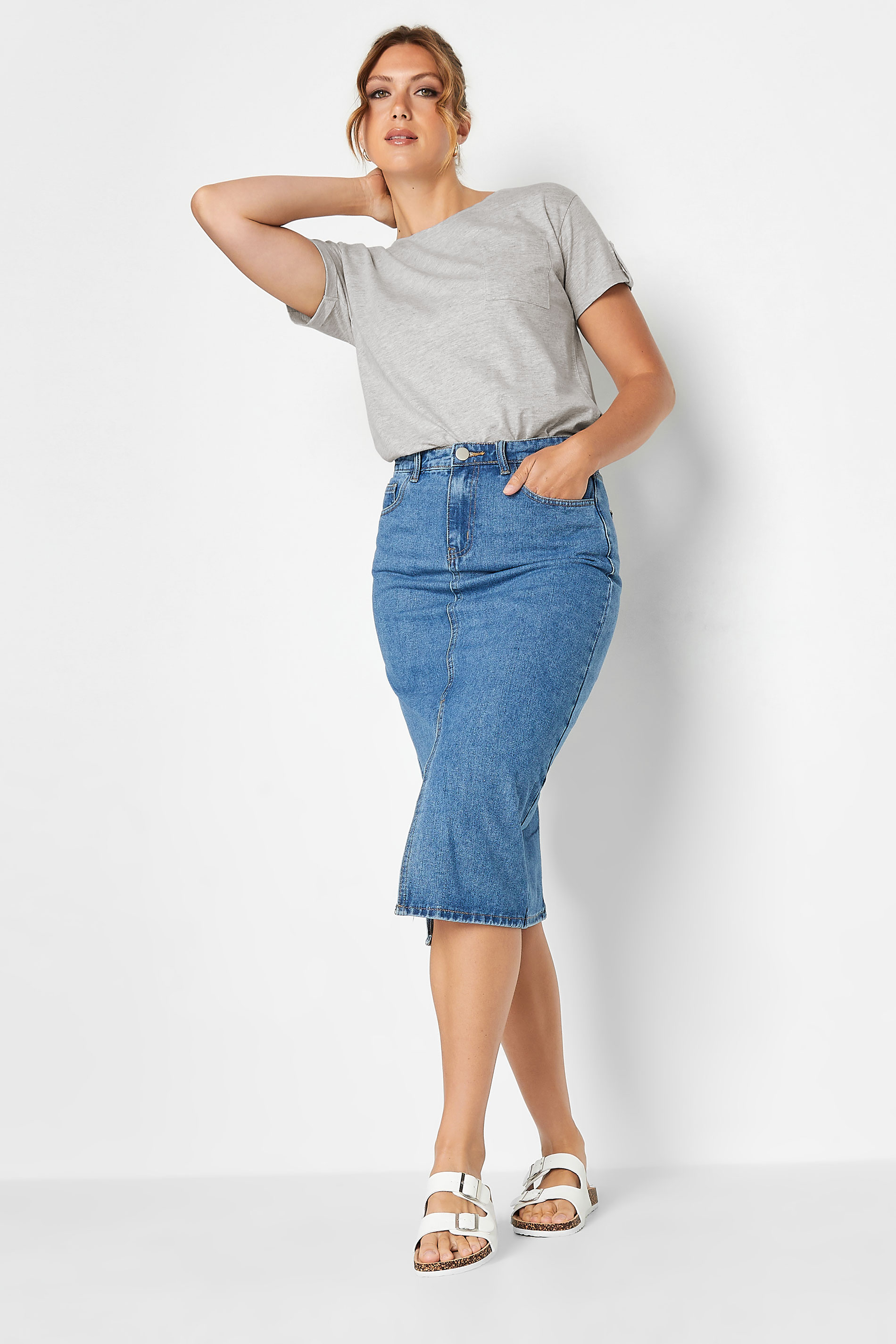 Tall Women's LTS Grey Short Sleeve Pocket T-Shirt | Long Tall Sally 2
